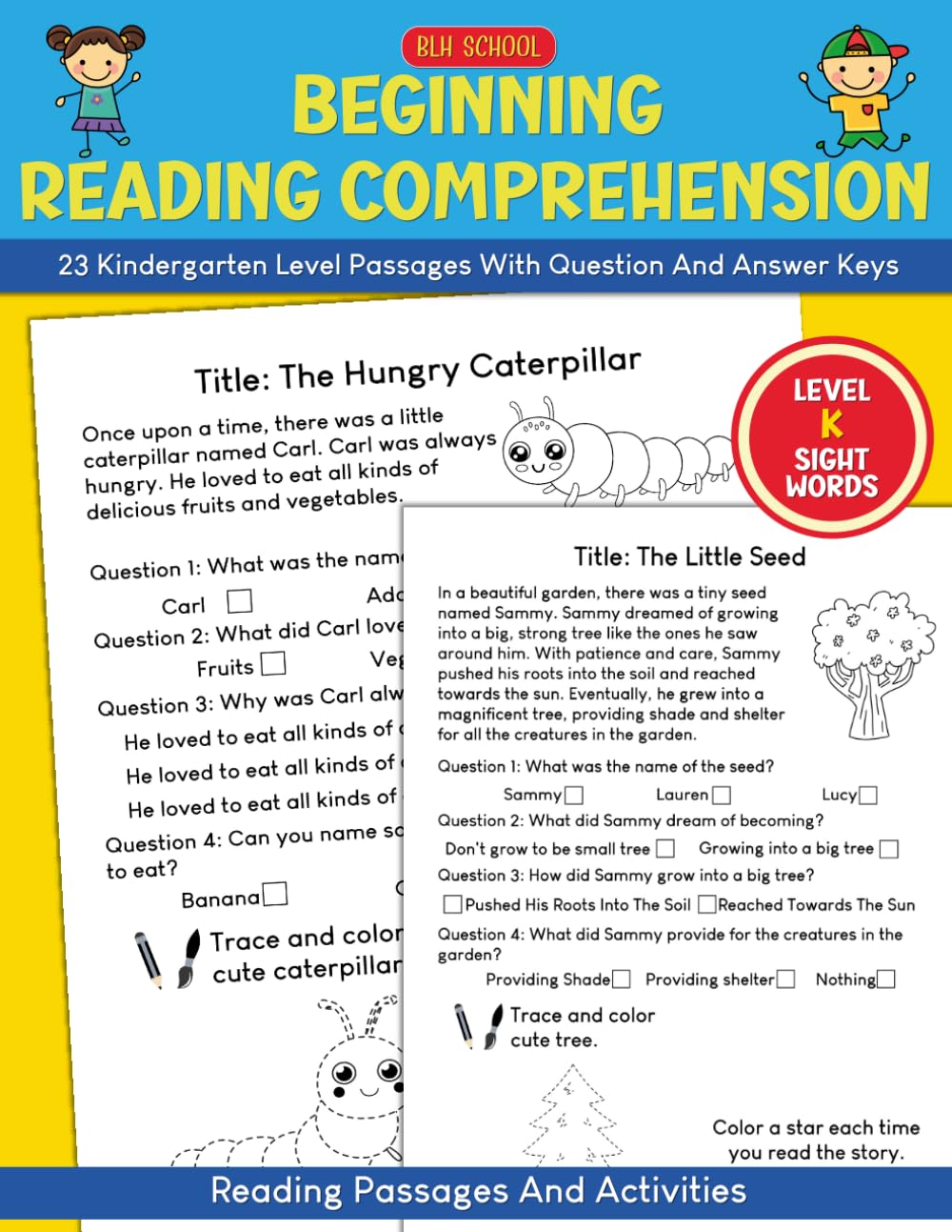kindergarten reading comprehension workbook For Beginning: Sight Words Reading Passages with Comprehension Questions for Emergent Readers