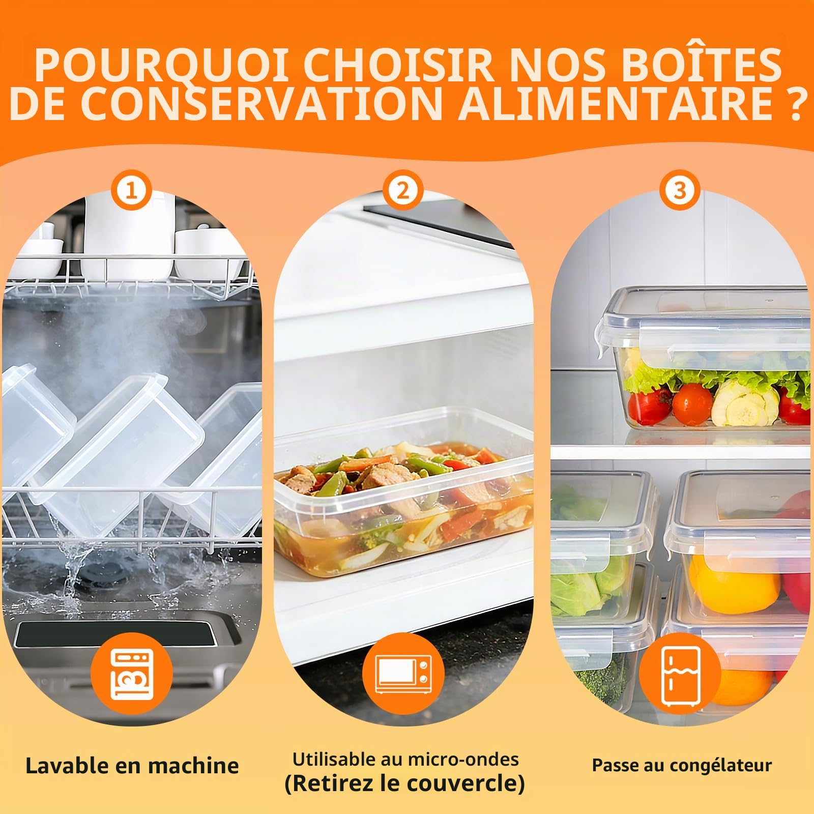 Boîte Conservation Alimentaire, 10 Pièces De 1l, Boîte Alimentaire Sans Bpa, Plastique Boîte Hermetique Alimentaire, 100% Étanche, Pour Congélateur, Frigo, Micro-Ondes & Repas à Emporter
