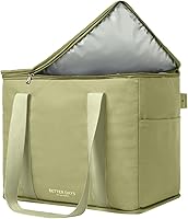 Vista 14 de Bolsa de comestibles reutilizable aislada – Lona, a prueba de fugas, bolsa enfriadora grande extragrande, bolsas de compras aisladas