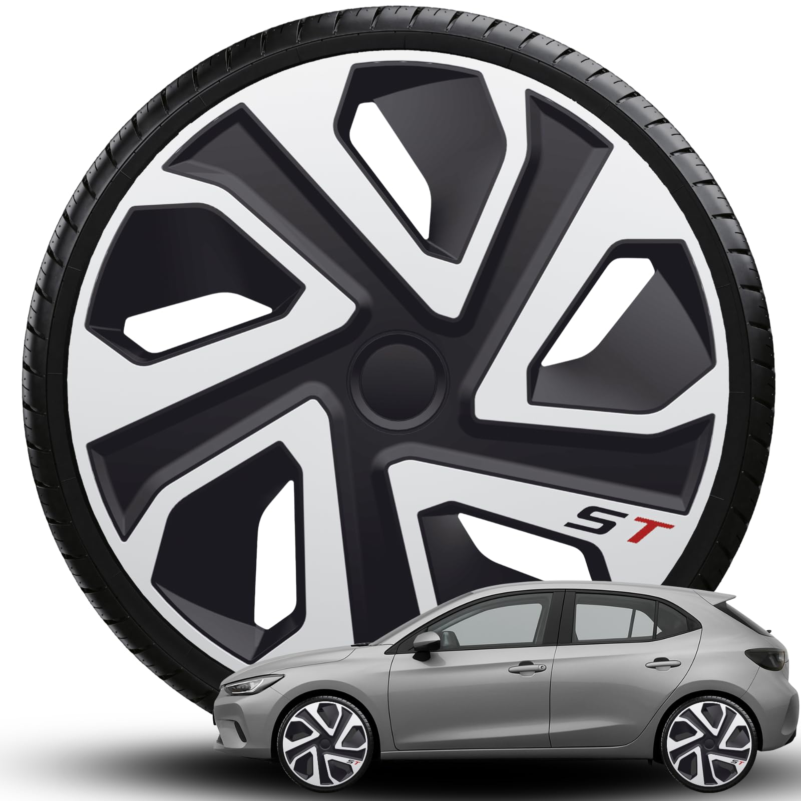 Radkappen Radblenden ST PRO Silver Black 13" 14" 15" 16" 17" 18" 19" Zoll NEU (14 Zoll)