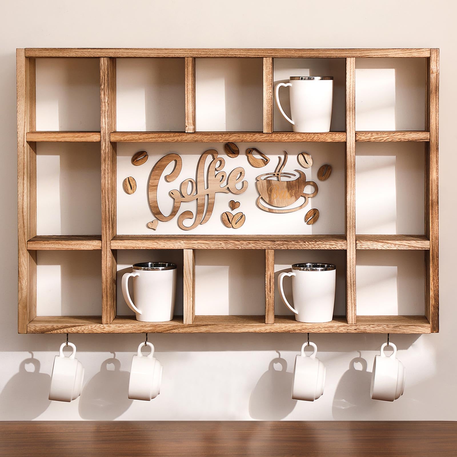 Luckinow Confezione da 3 ganci per tazze da caffè da appendere sotto lo scaffale, organizer per tazze con 12 ganci per esporre tazze, tazze da caffè e utensili da cucina, nero