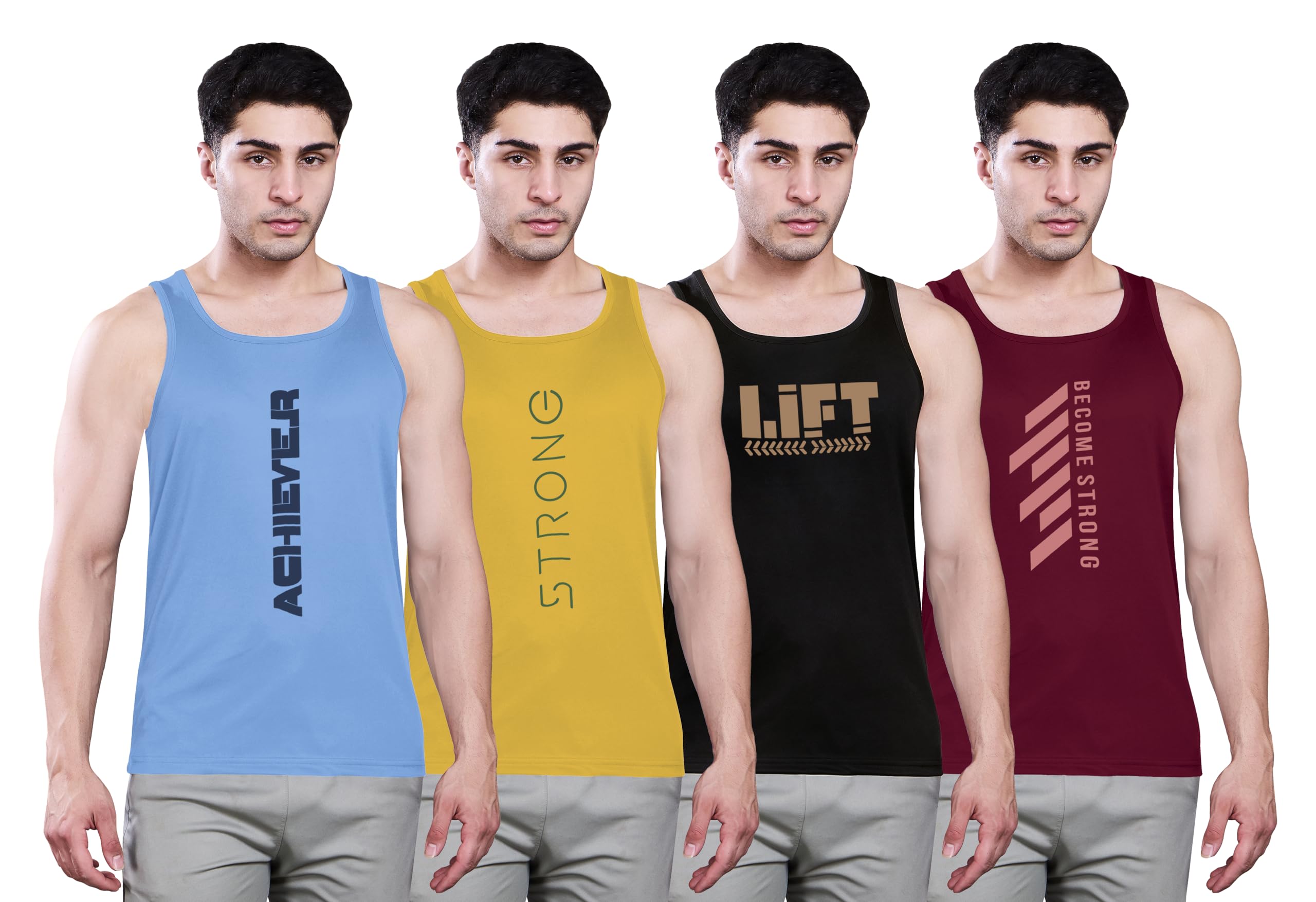 Mens 100% Polyester Printed Vest for Men Pack of 4-image-10