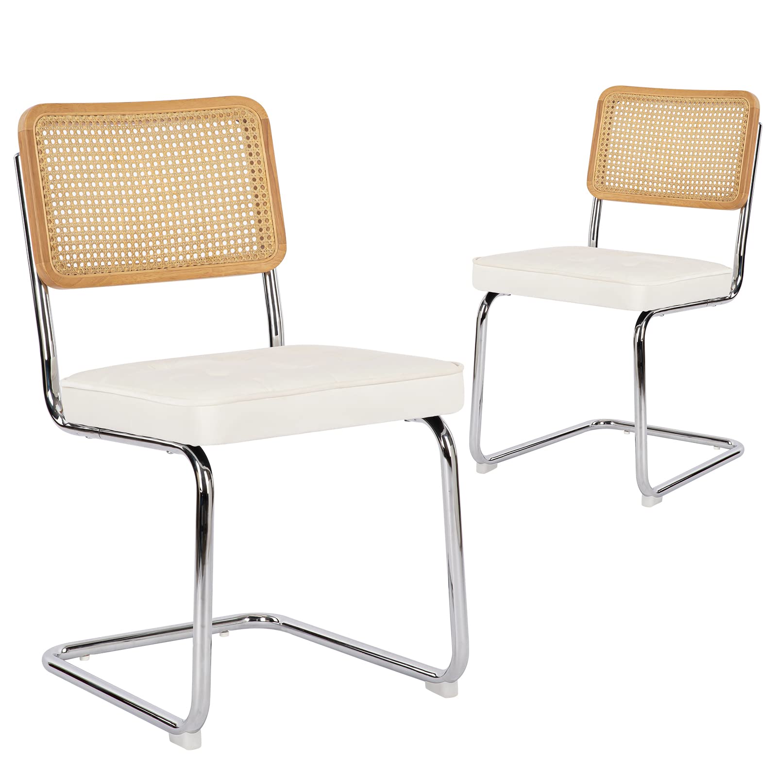 COLAMY Mid Century Modern Dining Chairs Set of 2, Velvet Rattan Dining ...