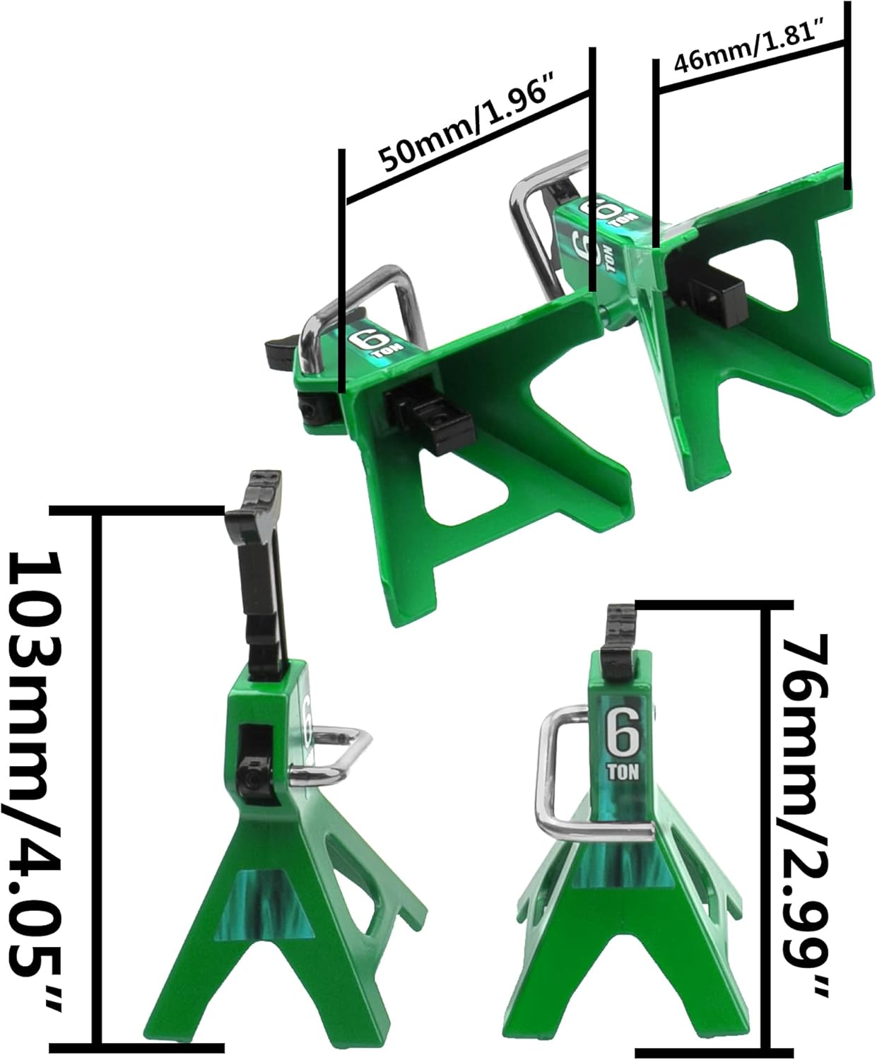 4Pcs Vgoohobby 1/10 RC Scale Toy Decoration Metal RC Jack Toy Stands Simulation Compatible with Traxxas TRX4 Axial SCX10 RC4WD Tamiya CC01 D90 HPI HSP 1/10 RC Climbing Crawler Car (Green)