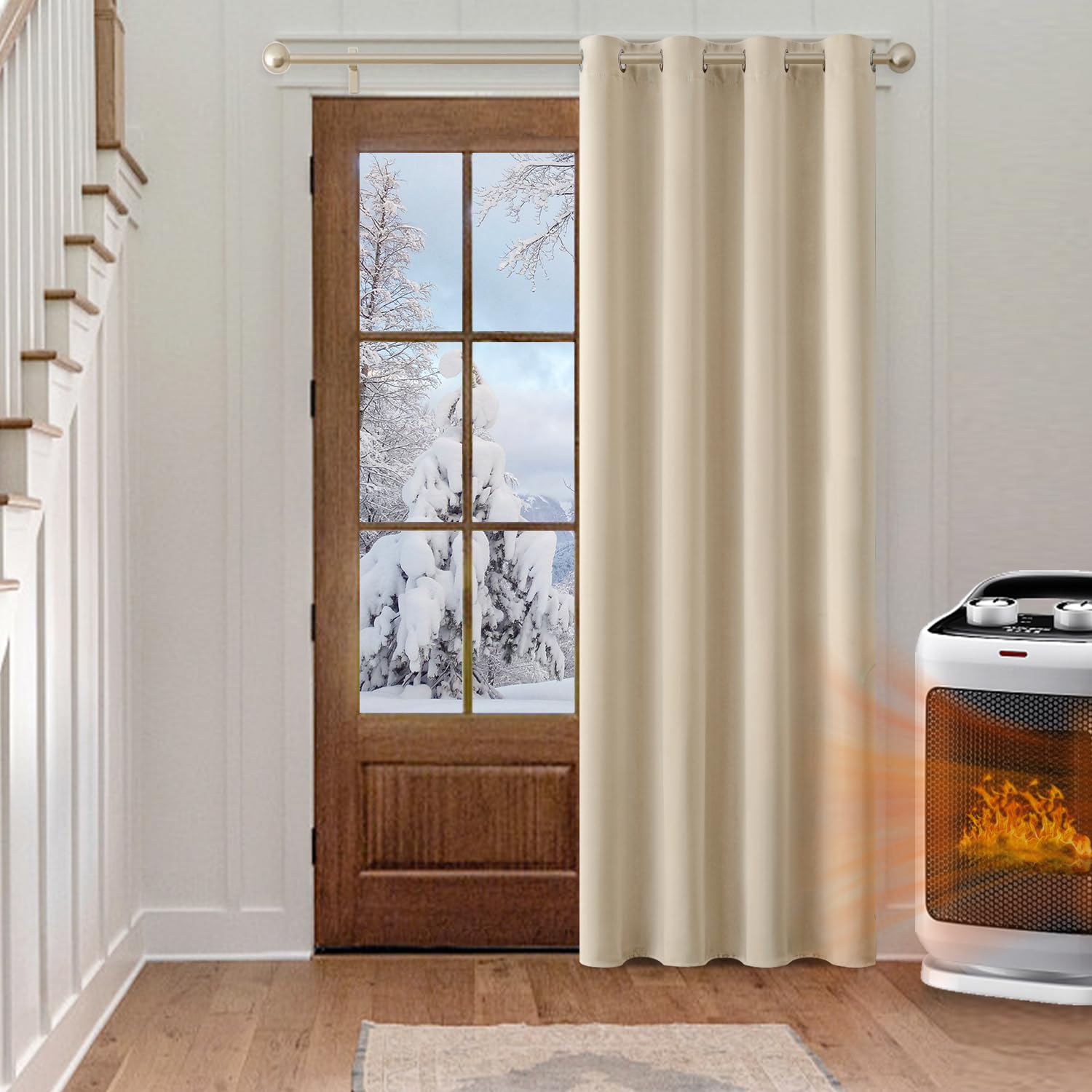 MIULEE Cortinas Salon Opacas Cortinas Dormitorio Modernas Cortinas Anti Luz, Habitacion Cortinas Termicas Aislantes Frio y Calor, Fuerte y Suave Ventana Cortinas Beige Claro 140x200cm (1 Piezas)