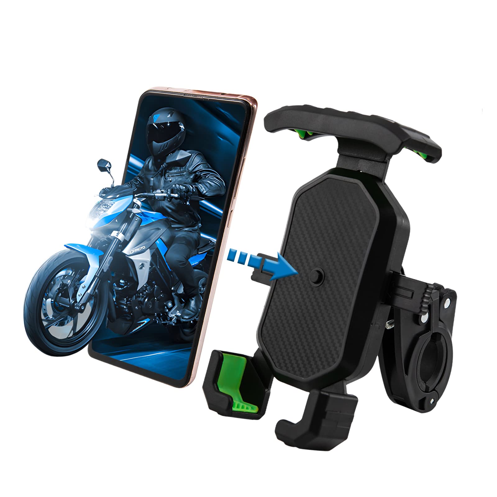 evomosaMotorcycle Mobile Phone Mount Holder Adjustable Size Fit on All Motorcycles with Holes Fixing Device Compatible with 4''-6.9'' Cellphone (for Handle bar)