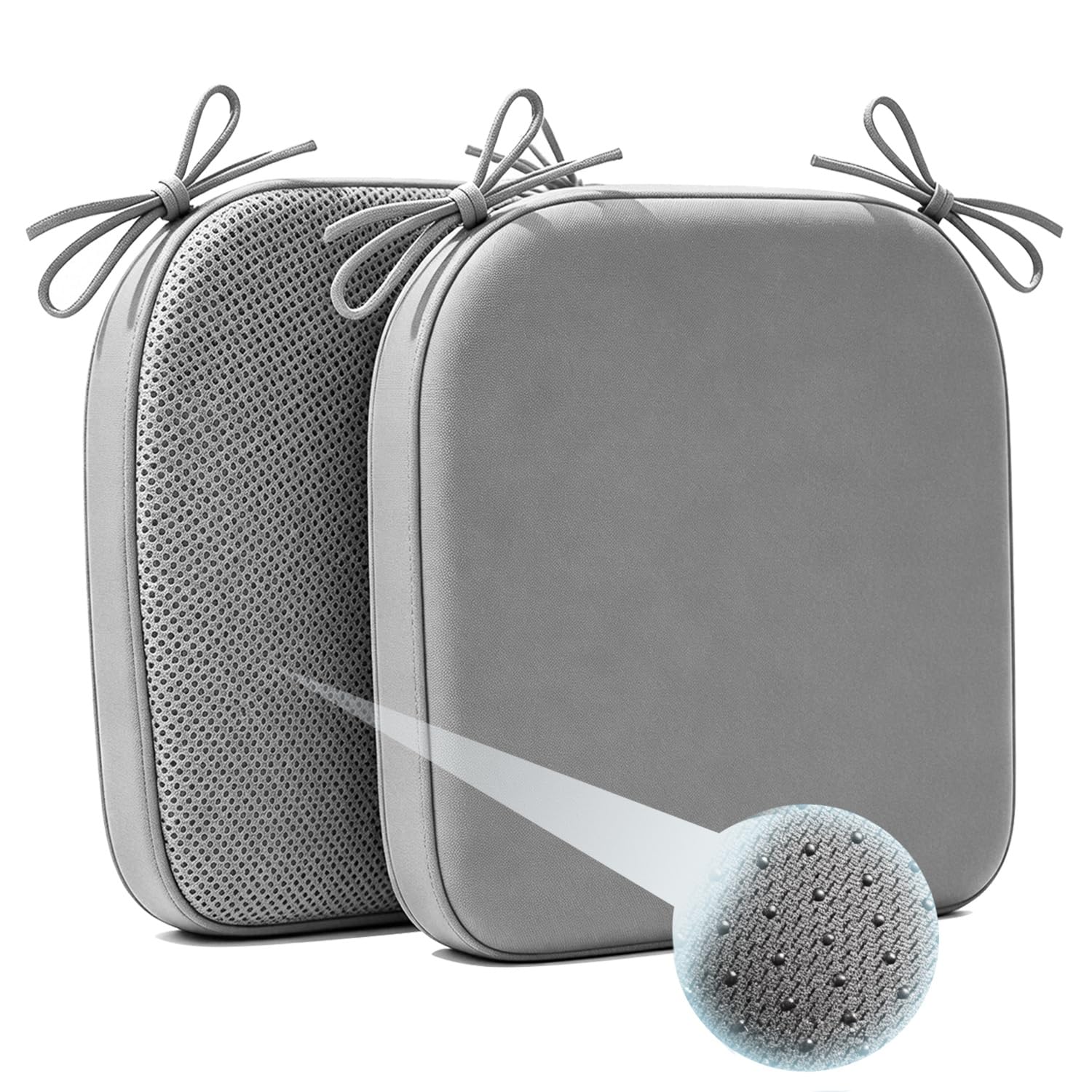 Cafusesdd Cafusedd 2-Psc Seat Cushion with Ties and Skid Rubber Back, Splash-Proof Chair Cushions, Outdoor Chair Cushions for Patio Furniture Cushions(LightGray,18''*17'')