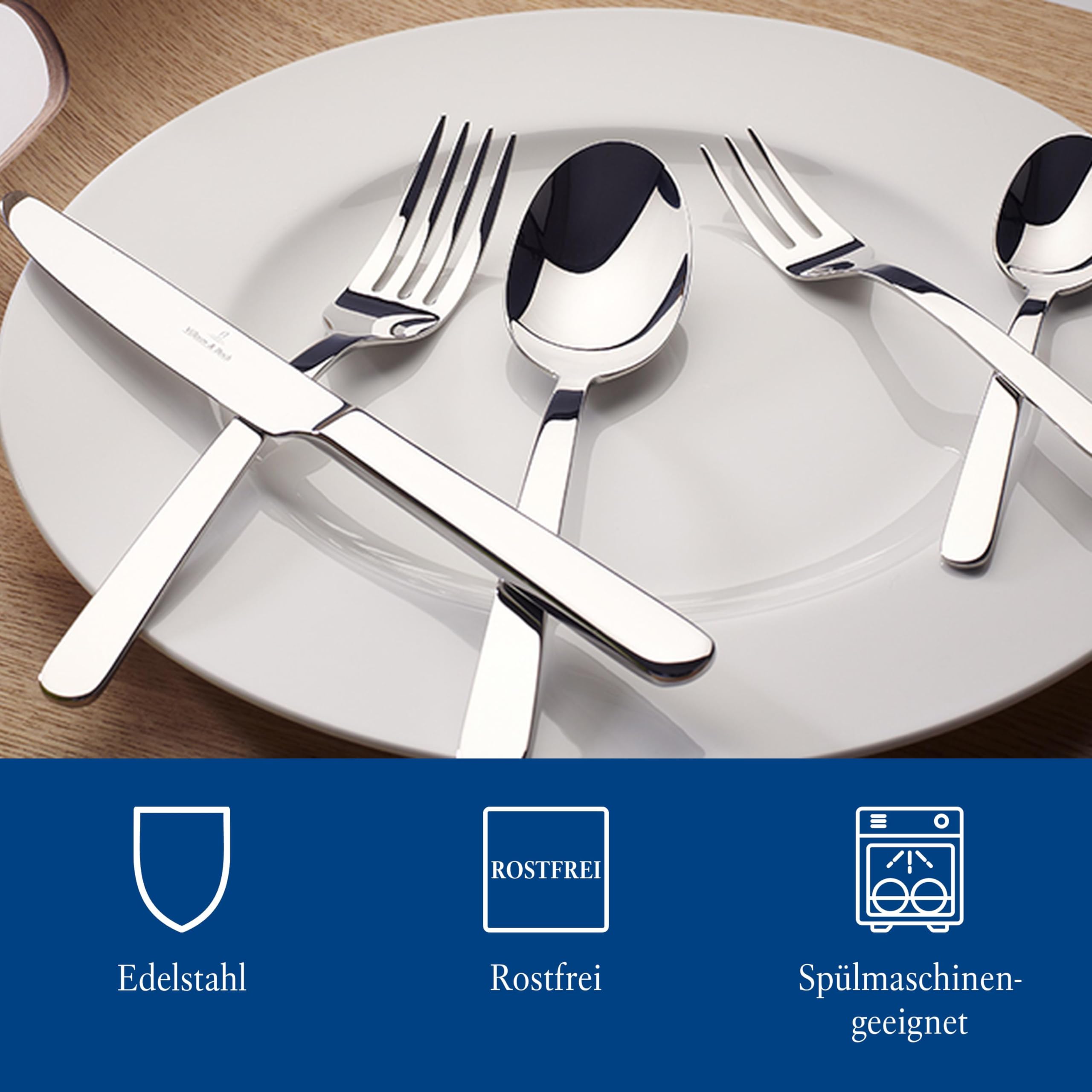 Villeroy & Boch - Louis Besteckset 68-teilig Silber, Spülmaschinenfest, Besteck Set 12 Personen, Besteckset Platin, Besteck, Edelstahl