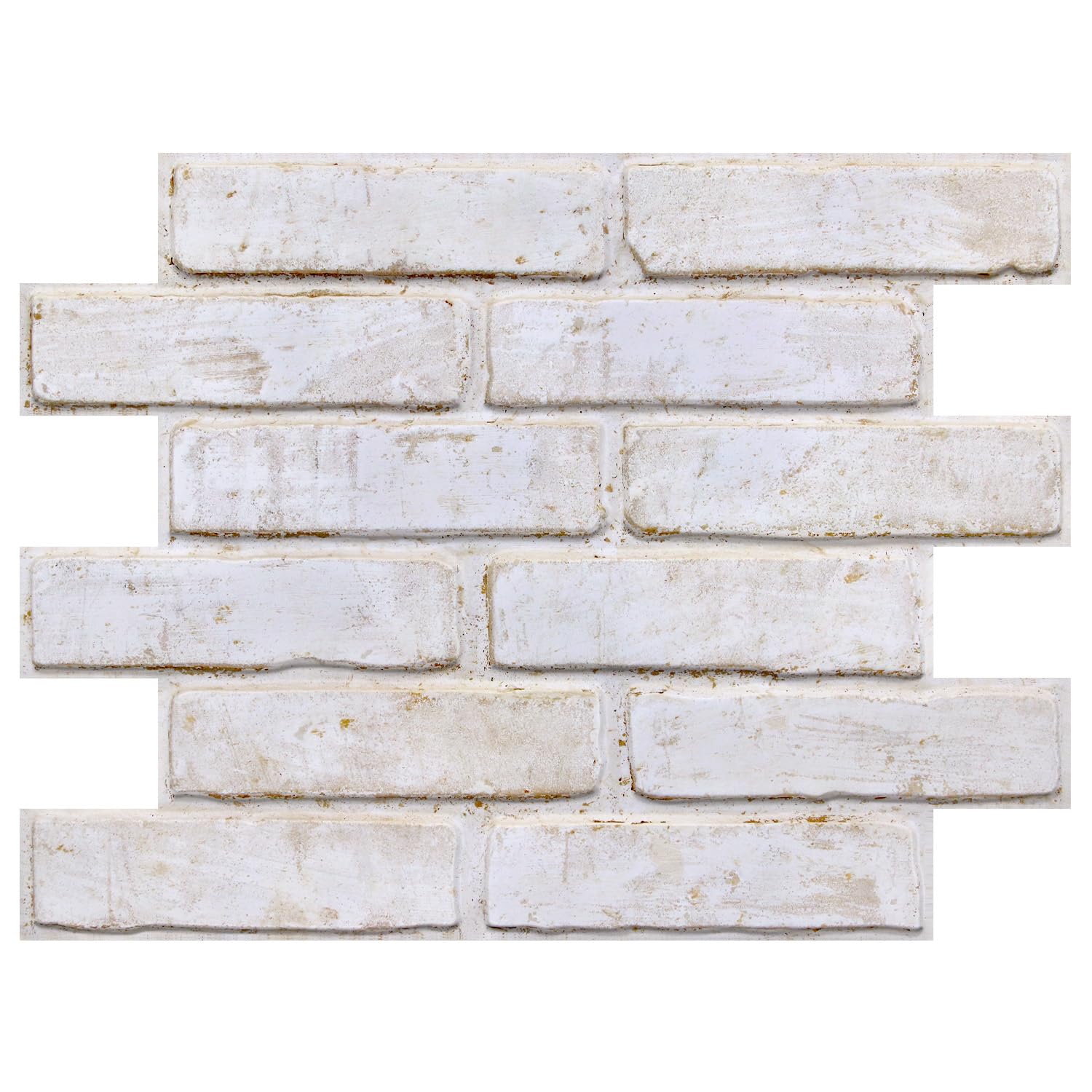 COMSTICKC 3D Faux Brick Wall Panel Self Adhesive Wall Stickers, 10 Sheets 15.7" x 11.8", Lightweight Thin PVC 3D Peel and Stick Fake Brick Decorative Tiles for DIY Wall Decor, White with Warm Tone