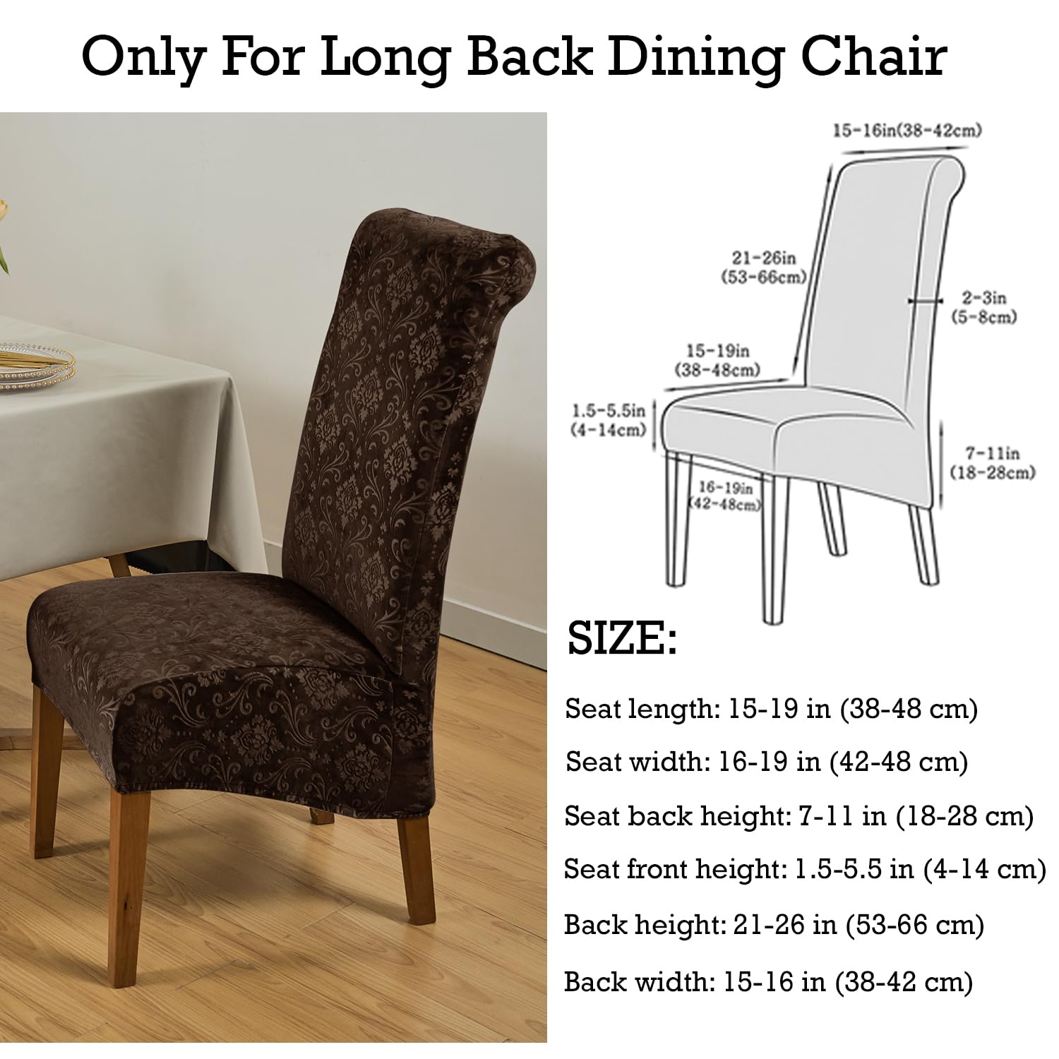 Velvet Dining Chair Covers - Set of 6 -6