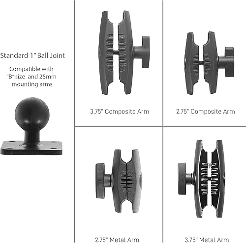 Miniatura 3 de iBOLT Base de taladro personalizada industrial estándar de metal AMPS patrón de montaje – Con nuestro resistente soporte de bola de doble zócalo de