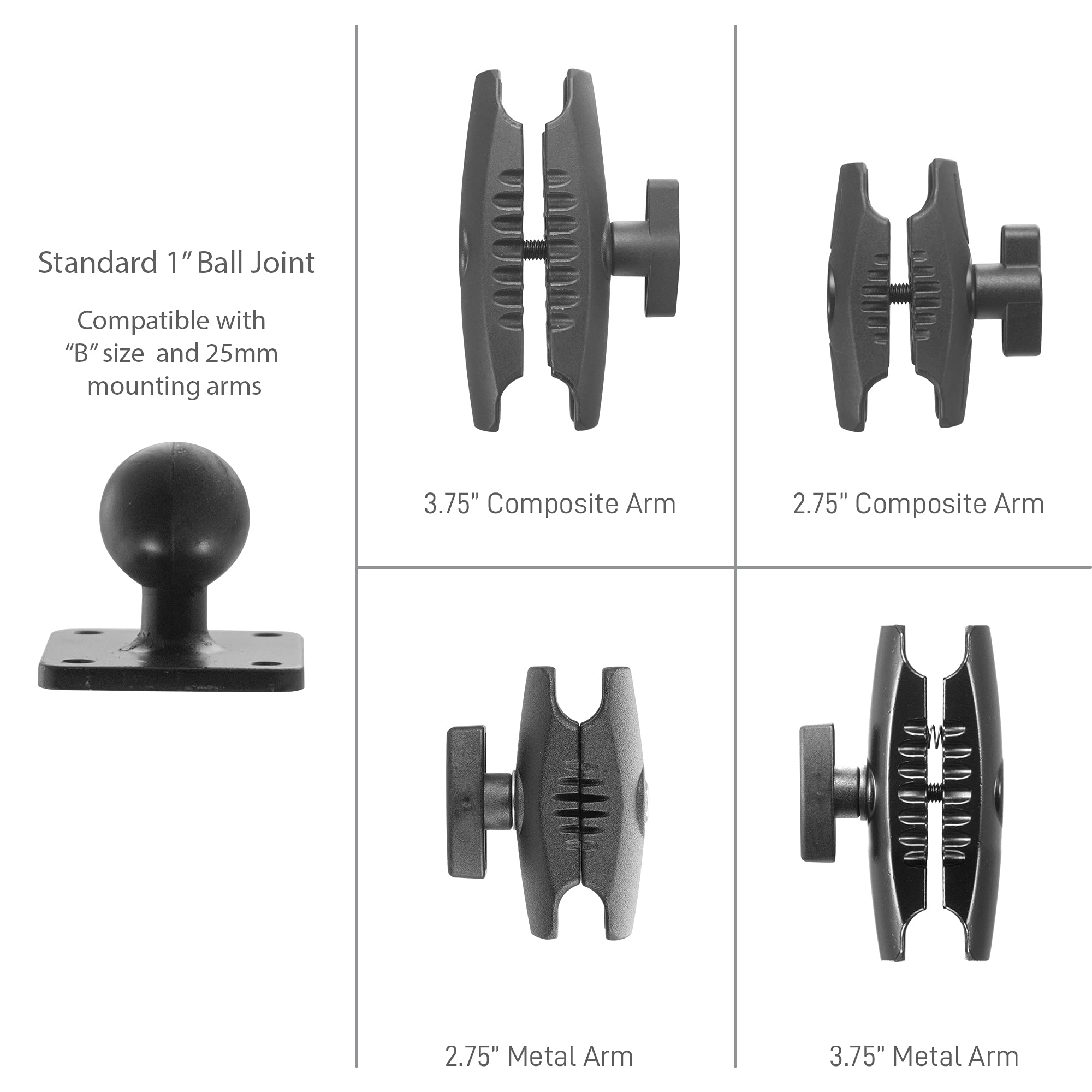 IBOLT Heavy Duty Suction Cup Mount - 25mm Ball Joint For Phones, Tablets, Barcode Scanners