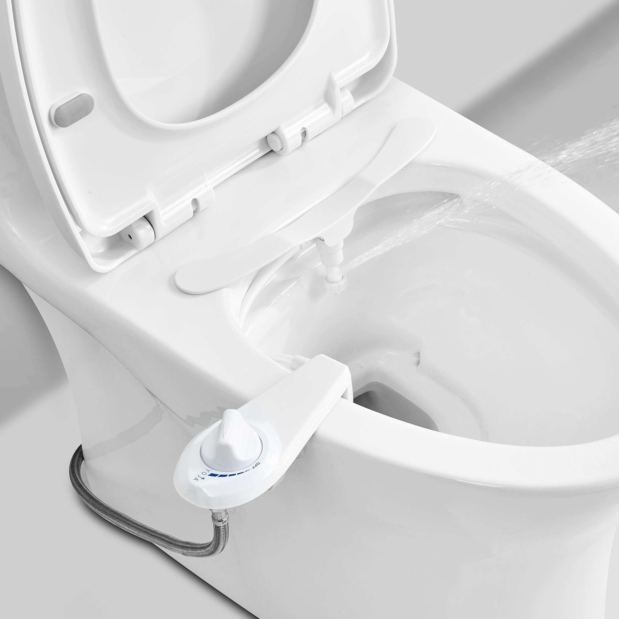 YOJA BIDET YB1 New Way to Install Bidet Attachment, No Need to Uninstall Toilet Seat and Cover, More Comfortable Nozzle,All Metal Tee and Metal Braided Hose