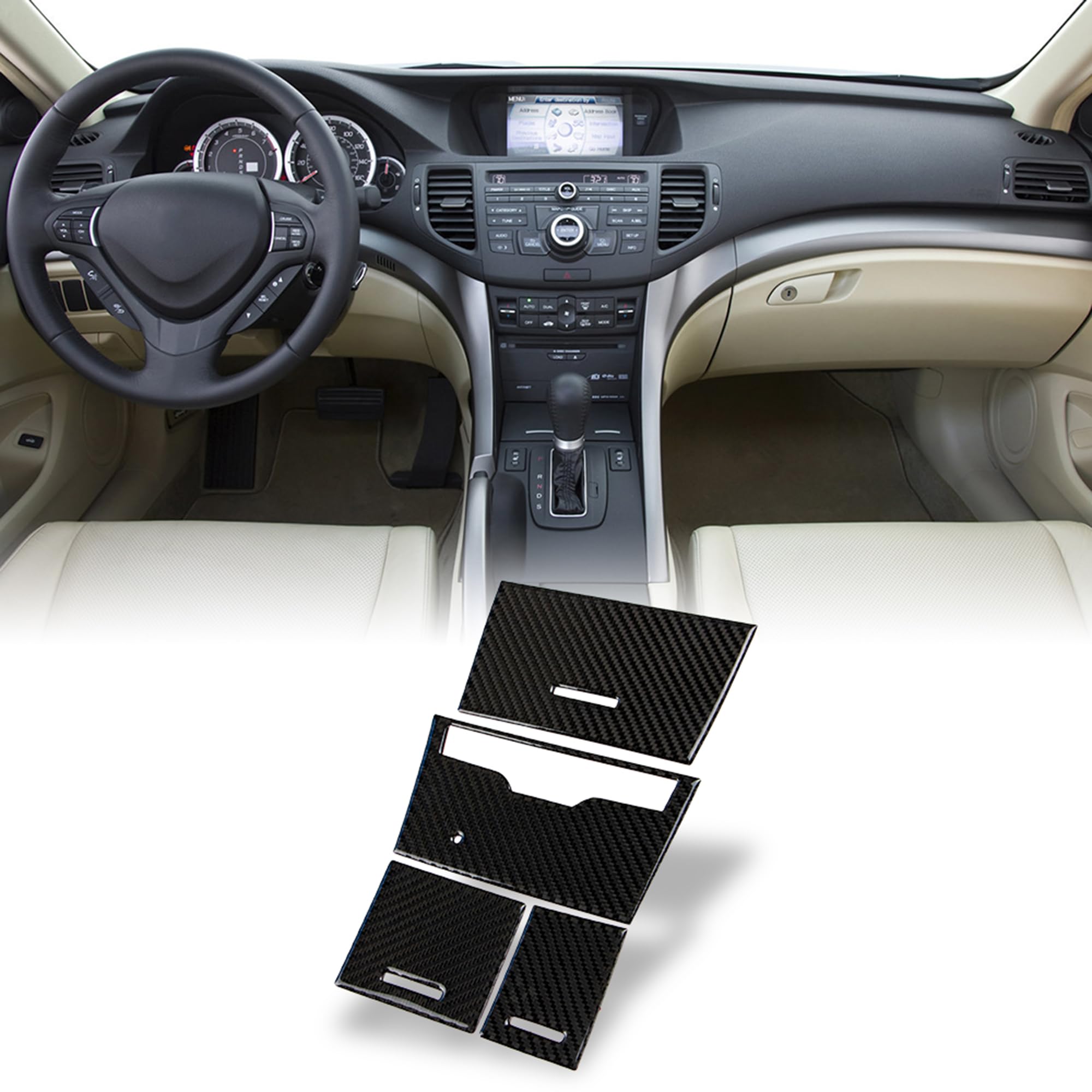 Amazon.com: AeroBon TSX Real Carbon Fiber Interior Trim Overlay Compatible  with 2009-2014 Acura TSX Sedan 2011-2014 Acura TSX Sport Wagon, 3-Piece  Center Storage Panel and Cigarette Lighter Cover Trim Set : Automotive