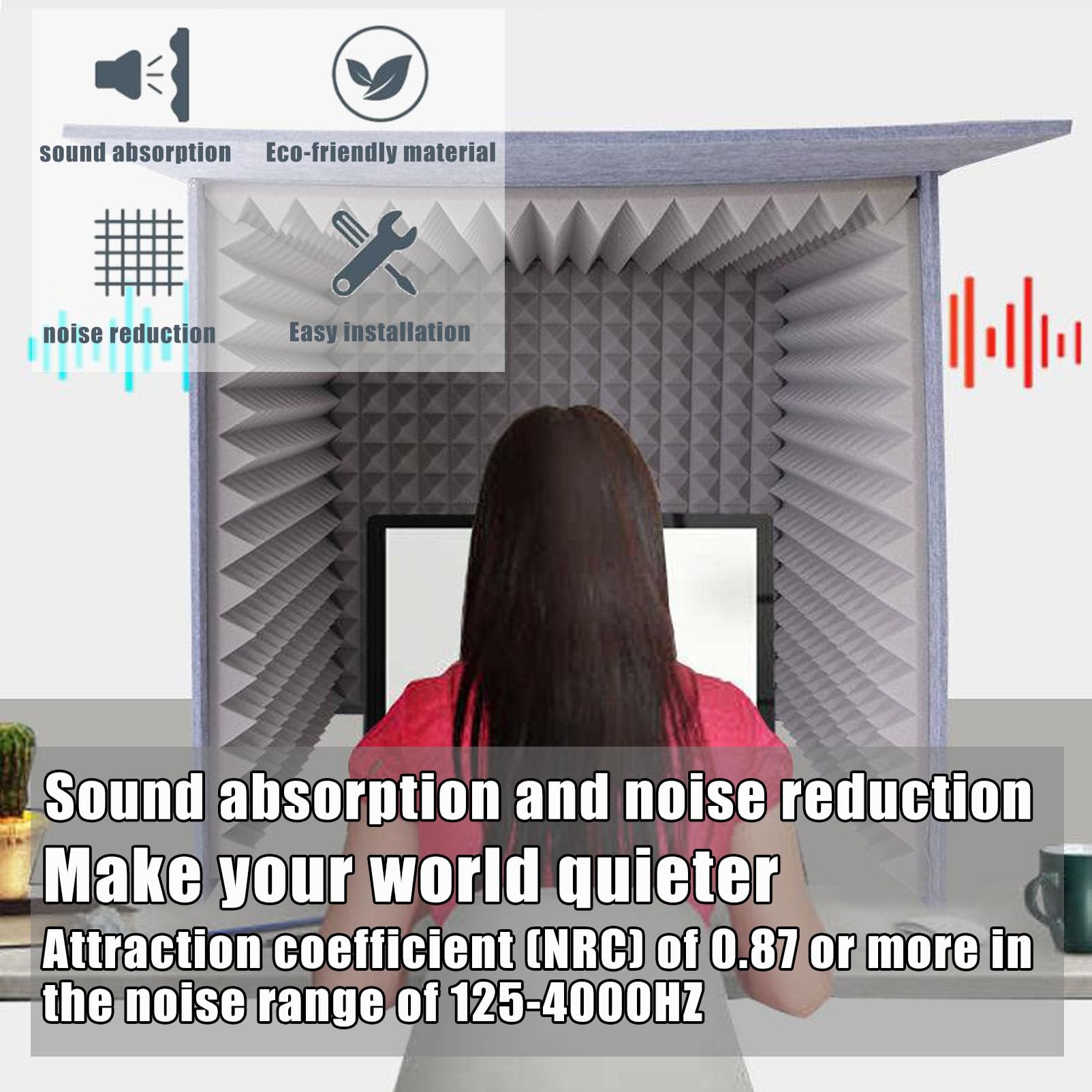 Cabina vocale portatile, scatola studio di registrazione del suono del desktop, scudo insonorizzato pieghevole con pannelli in schiuma acustica, copertura di riduzione del rumore per il podcasting del