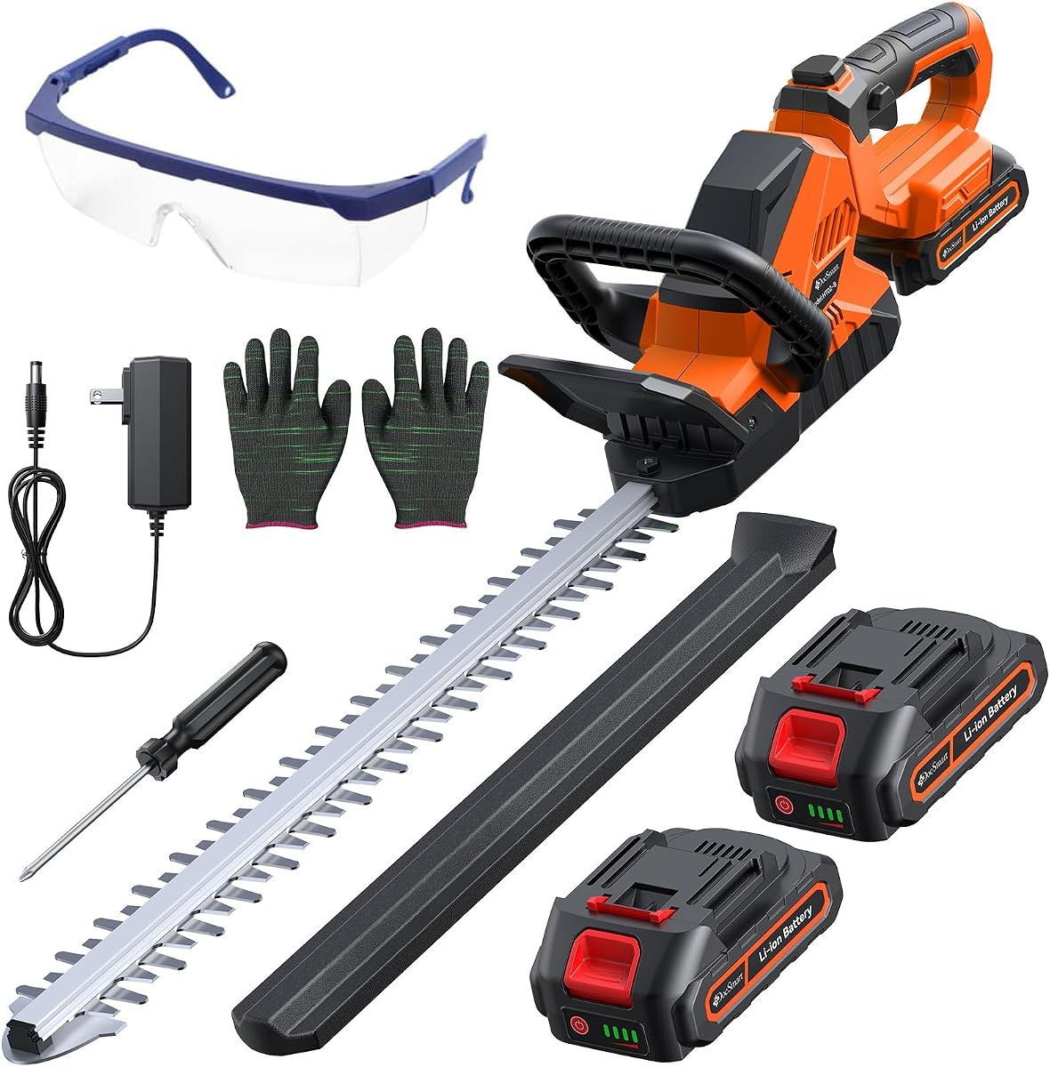 20'' Hedge Trimmers Cordless with Battery, 3000RPM Brushless Motor | 2pcs 2000mAh Batteries, 180° Rotatable Head, 2/3'' Blade Gap Electric Bush Clipper with,Gifts for Father’s Day