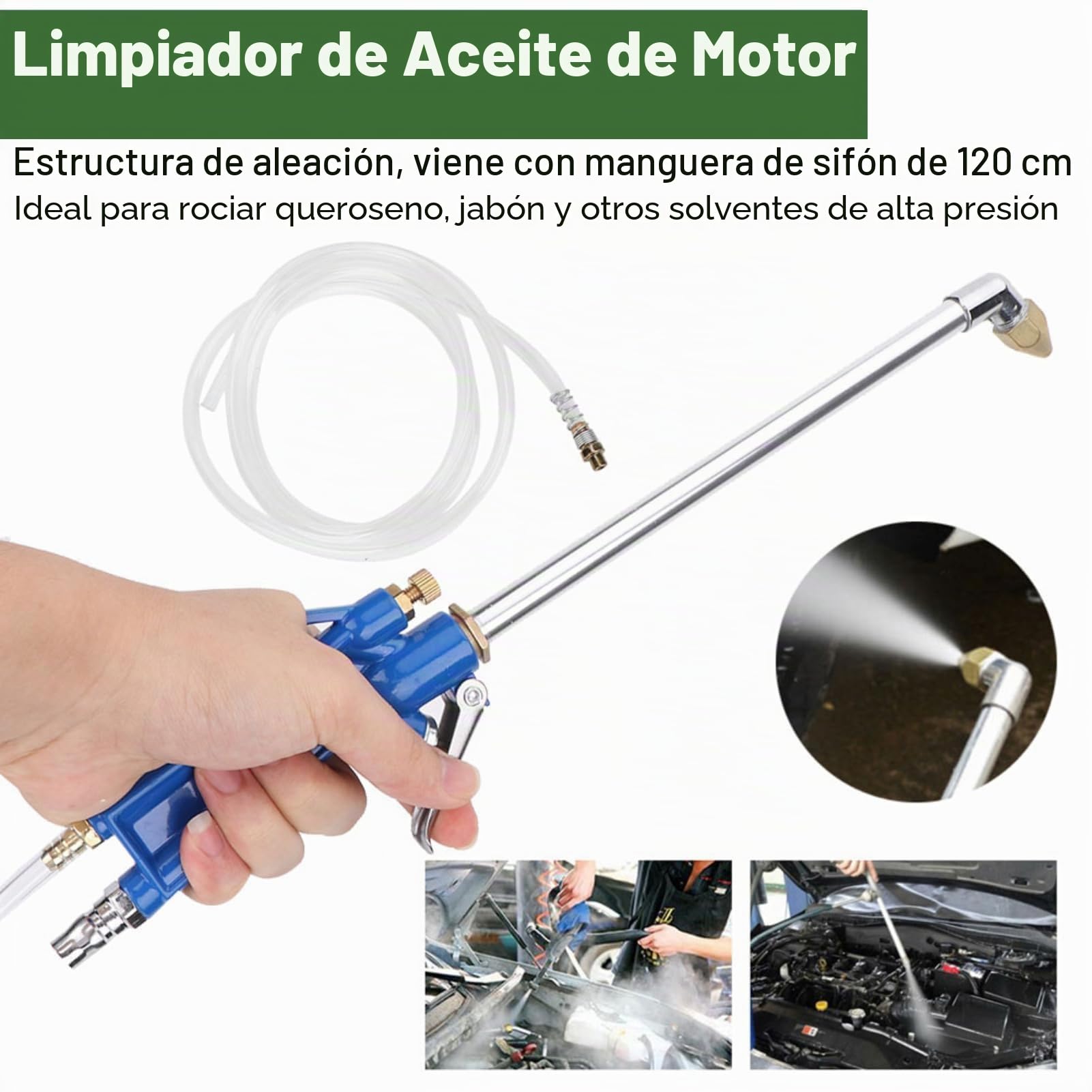 LiebeWH Pistola de Agua de Limpieza Neumática de Alta Presión para Lavado de Coches con Manguera de Sifón de 120cm y Boquilla Larga