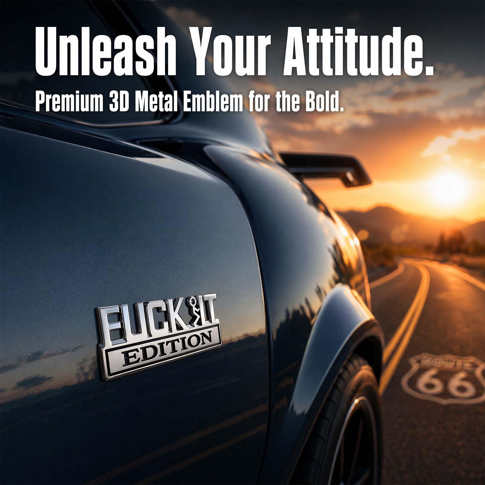 Fuck It Edition naklejki na samochód, 2 sztuki, samoprzylepne, 3D | Metalowa naklejka samochodowa 3D, zabawna, na tylną klapę, karoserię, tuning, srebrno-czarna