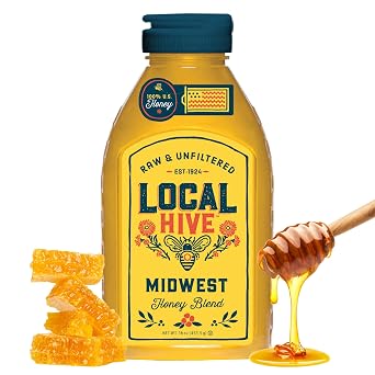 Local Hive Midwest Raw & Unfiltered 16 oz | 100% Pure U.S. Honey | Natural Sweetener Sourced from American Bees & Beekeepers | Light, Refreshing Flavor | Ideal for Tea, Baking & Cooking