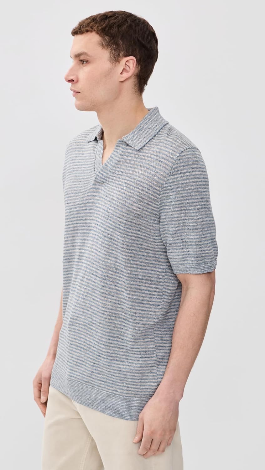 Faherty Men's Short Sleeve Linen Sweater Polo
