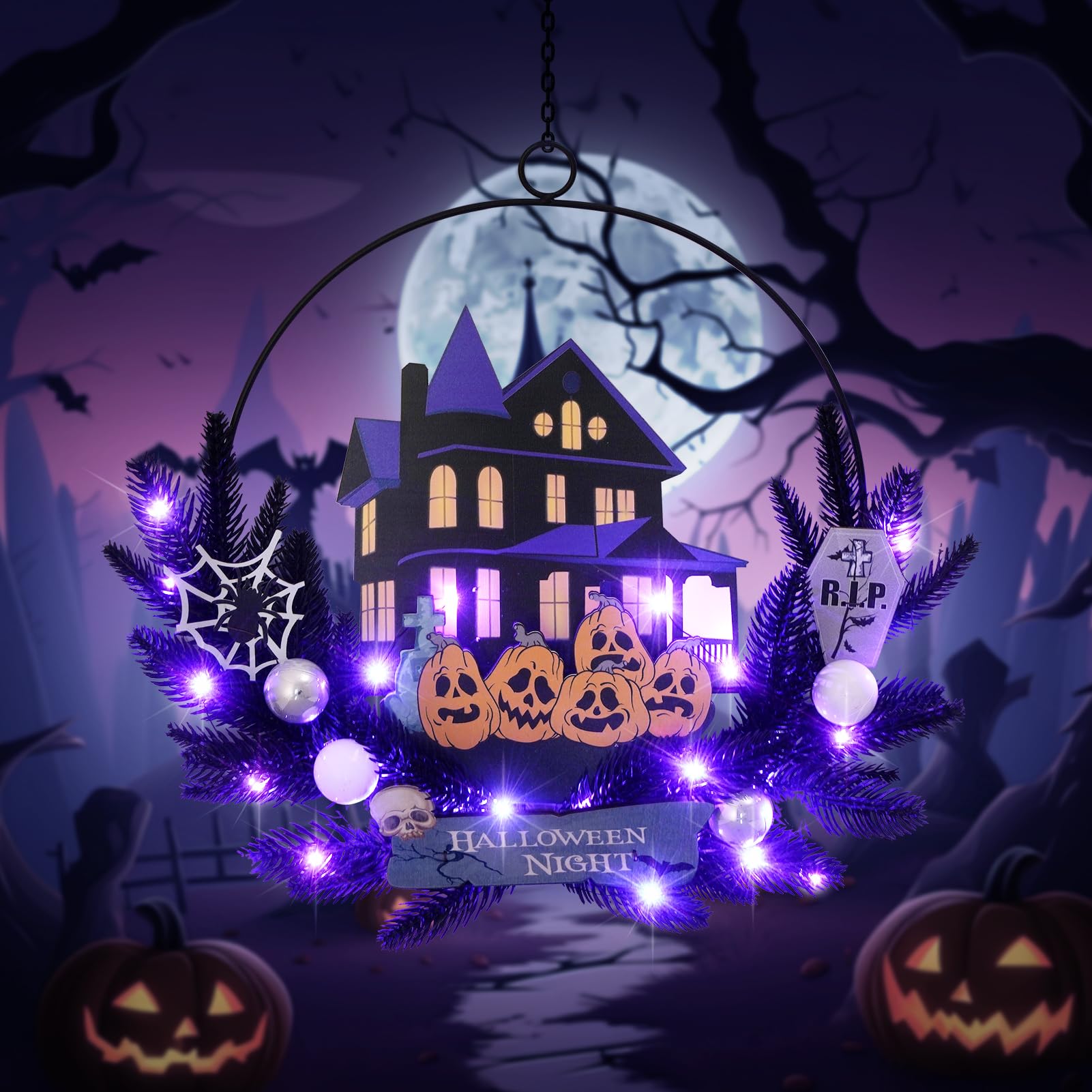 lighted halloween wreaths for front door welcome metal wooden door wreath decor hanging sign 30 led lighted wall decor battery operated for halloween indoor outdoor pumpkin