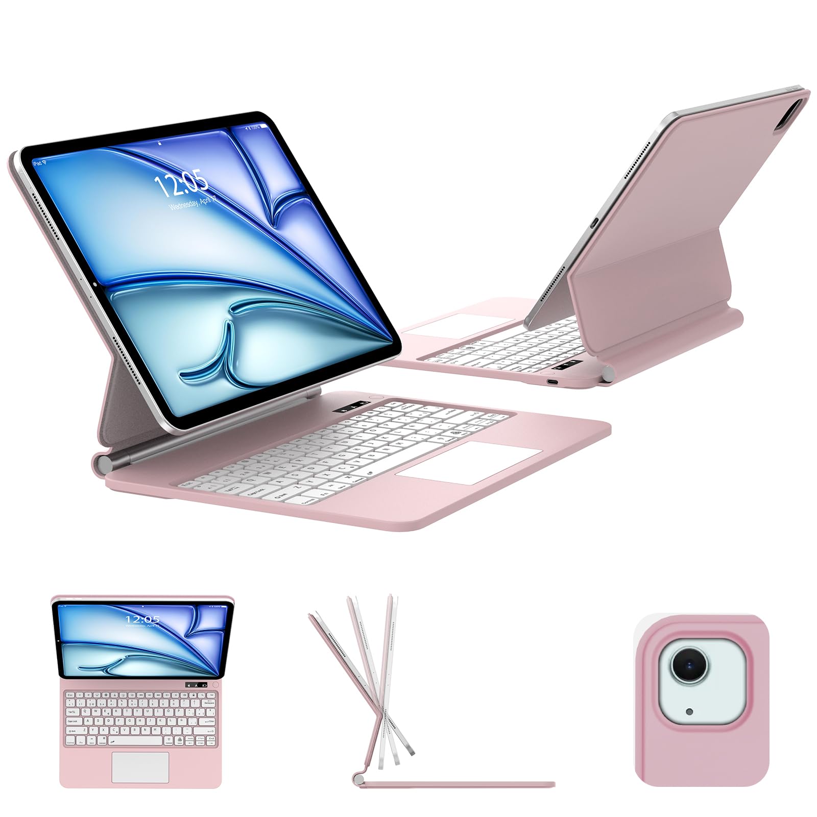 FOGARI Magic Keyboard para iPad Air 13" M4/M3/M2 2026/2025/2024 | Español Ñ Combo Touch Bluetooth Magnético Teclado con Touchpad para iPad Air 13 Pulgadas M4/M3/M2 2026/2025/2024, Rosa