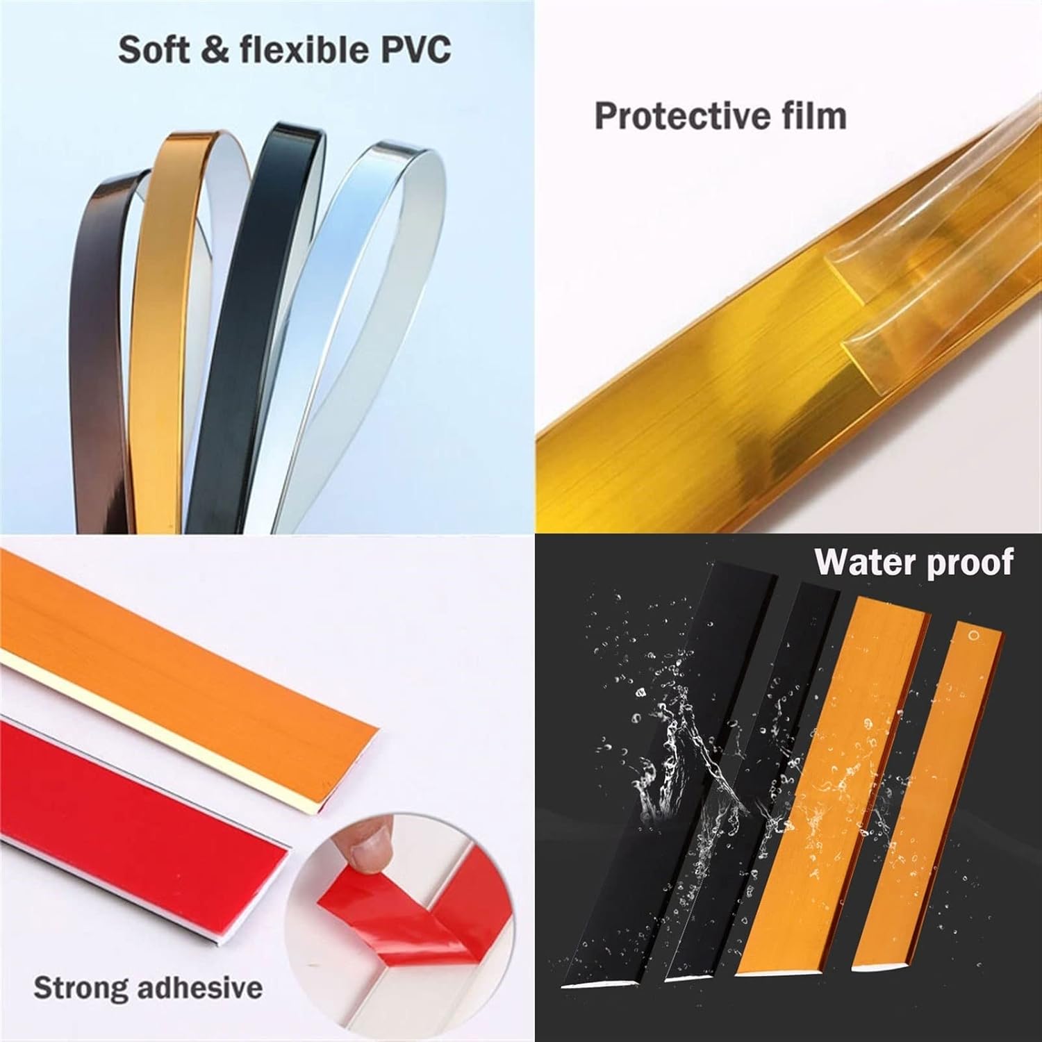 フロアエッジングストリップ コーキングストリップ、自己接着性フレキシブルモールディングトリム 9.8フィートタイルエッジトリム バッ