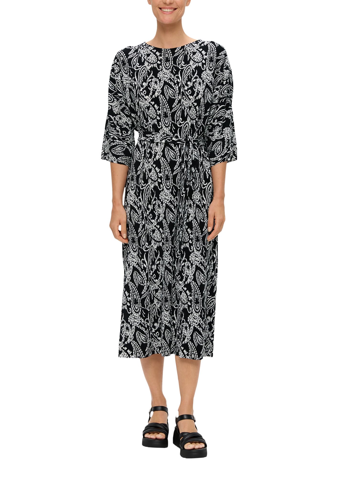 Robe midi plissée raffinée s.Oliver au tombé fluide impeccable