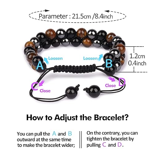 Miniatura 4 de Triple Protection Bracelet,Tiger's Eye,Obsidian,Hematite for Protection,Bring Luck and Happiness, 8mm Handmade Crystal Healing bracelet for Women Men