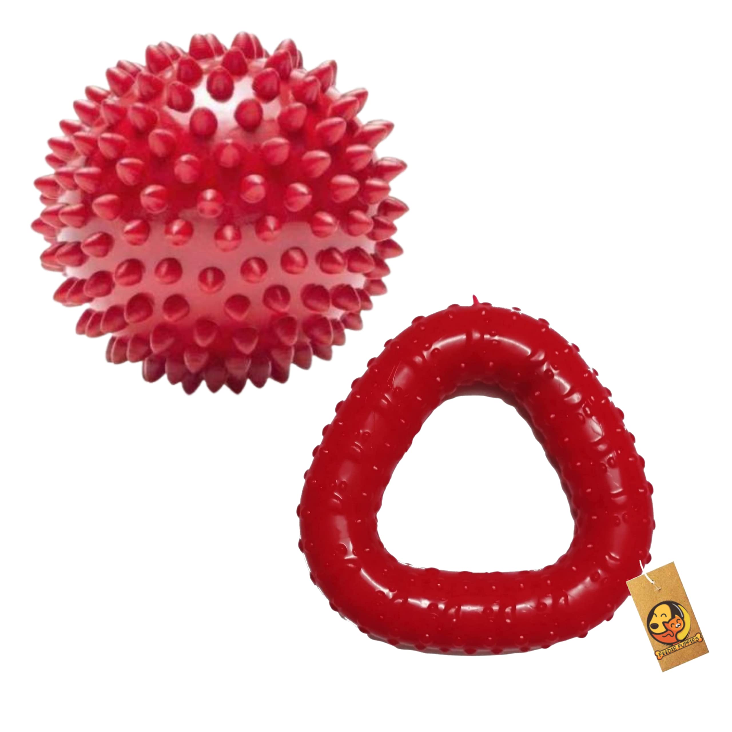Foodie Puppies Dog Rubber Ball and Rubber Chew Trio Toy Combo for Dogs | Suitable for All Breeds | (Spike Ball Toy + Trio Triangular Chew Toy) - Color May Vary (B078SYB2TN) Amazon Price History, Amazon Price Tracker