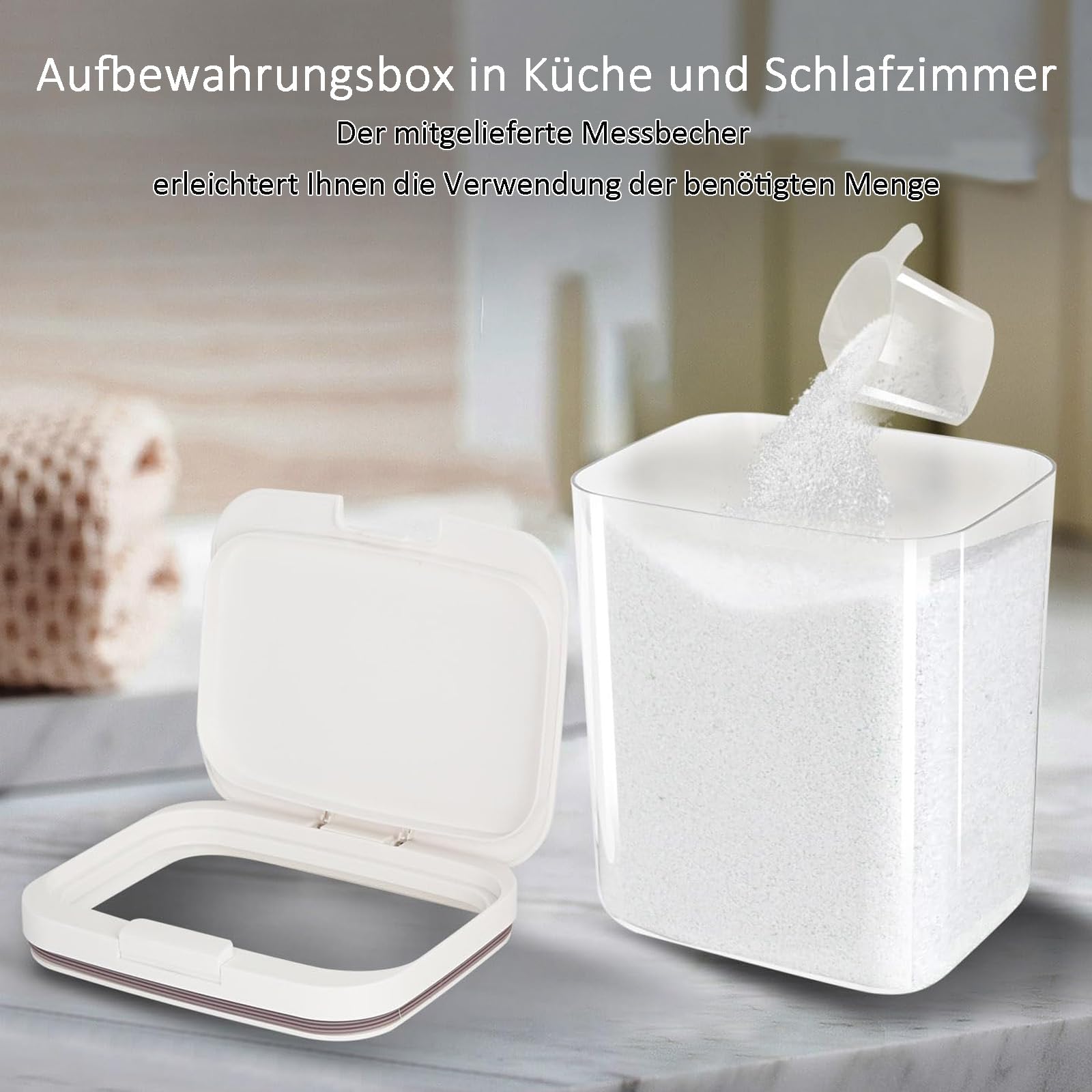 Contenitori Detersivi Lavanderia, 5,5L Trasparenti Dispenser Detersivo Lavatrice in Plastica, Contenitore per Detersivo in Polvere, Conservazione Per Detersivo, Organizer Lavanderia, Per Bagno, WC