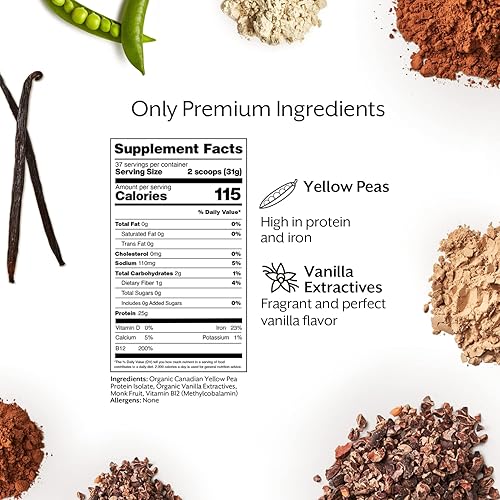 Miniatura 4 de Promix - Proteína vegana en polvo a base de plantas, chocolate crudo, 2.5 libras a granel, proteína de guisante y vitamina B-12, batidos de fitness