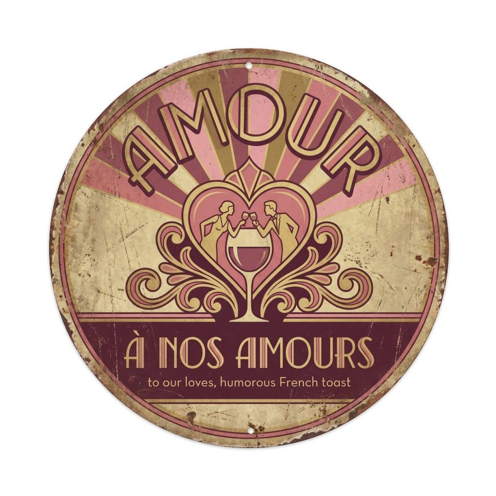 Amour Humorous Tavern Love Vintage Metal Tin Sign Plaque Wall Decor for Cafe, Club Bar, Office, Garden Metal Poster 8x8Inch