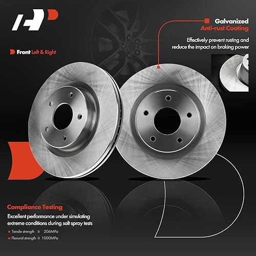 Miniatura 4 de A-Premium Kit de rotores de freno de disco ventilados delanteros de 11.65 pulgadas (11.654 in) + pastillas de cerámica compatibles con modelos