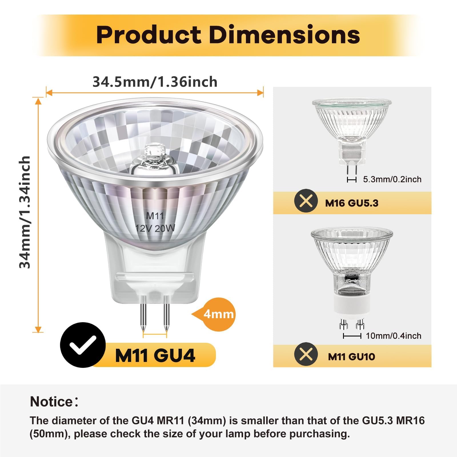 Confezione da 8 Lampadina Alogena 12v 20w Gu4 mr11, Faretto Alogeno GU4 2800k Bianco Caldo Dimmable, per la Casa, Paesaggio, Incasso, Illuminazione a Binario