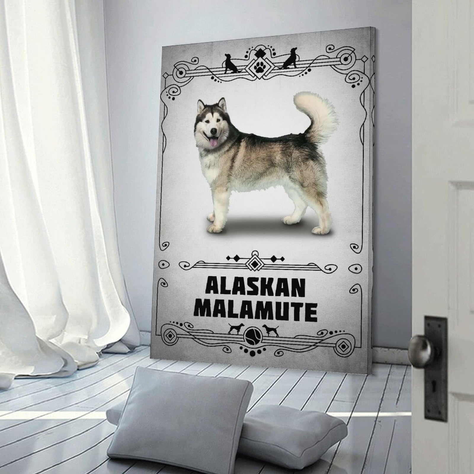 Junmoney Alaskan Malamute Canvas Wall Decor 24x36inch(60x90cm), for Feature Walls in Flats Or Modern Rooms, Decorative Artwork with Flexible Styling