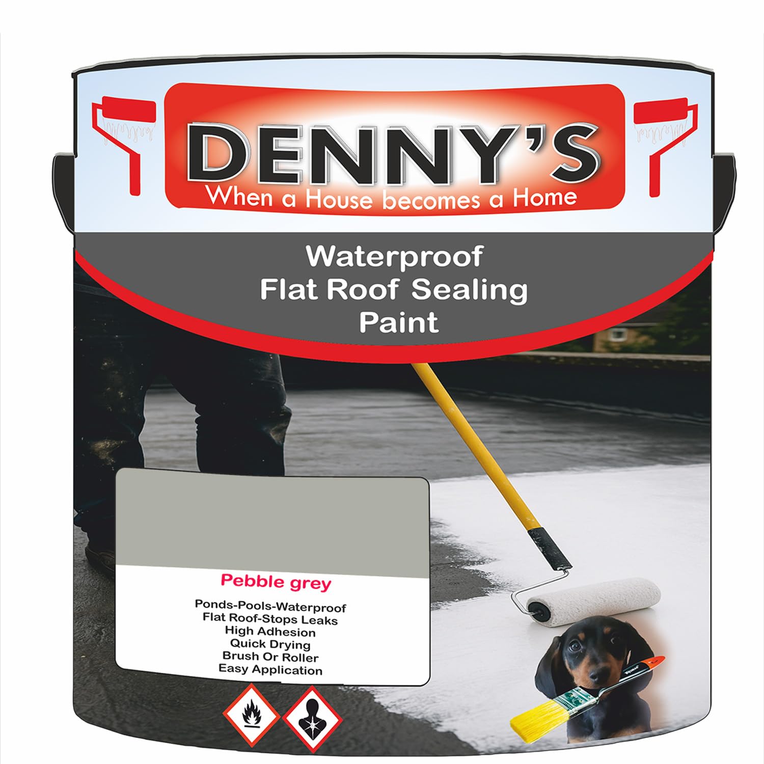 SCOOBYS PAINTS BACK IN THE MIX Chlorinated Rubber Flat Roof Paint – Waterproof Roof Sealer & Leak Repair Coating, Quick Drying, High Adhesion (Pebble grey, 250ML Tin)