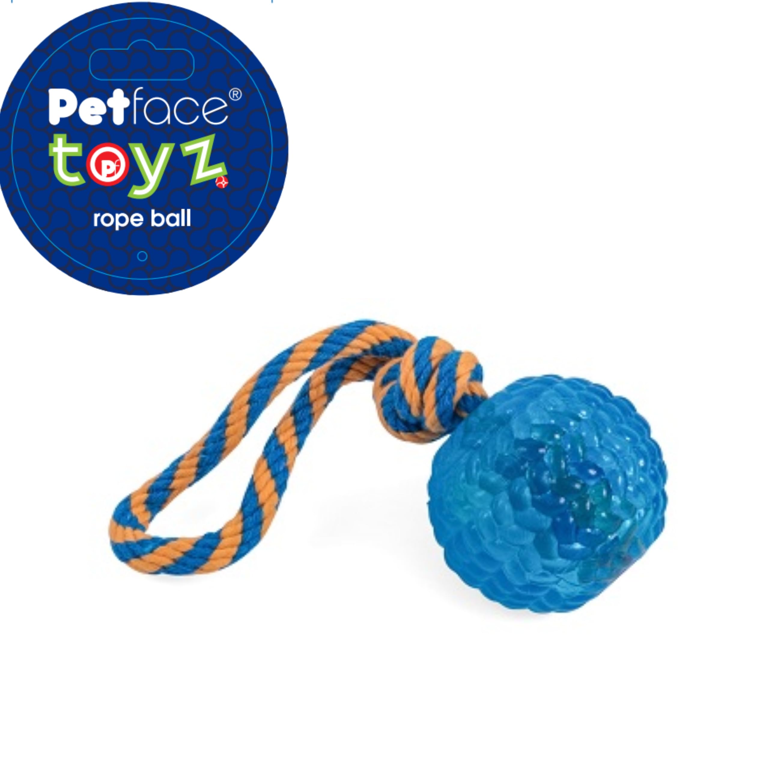Petface Toyz piłka do żucia i odbijająca się lina dla psa - niebieska, różowa lub zielona, w zestawie tylko jedna