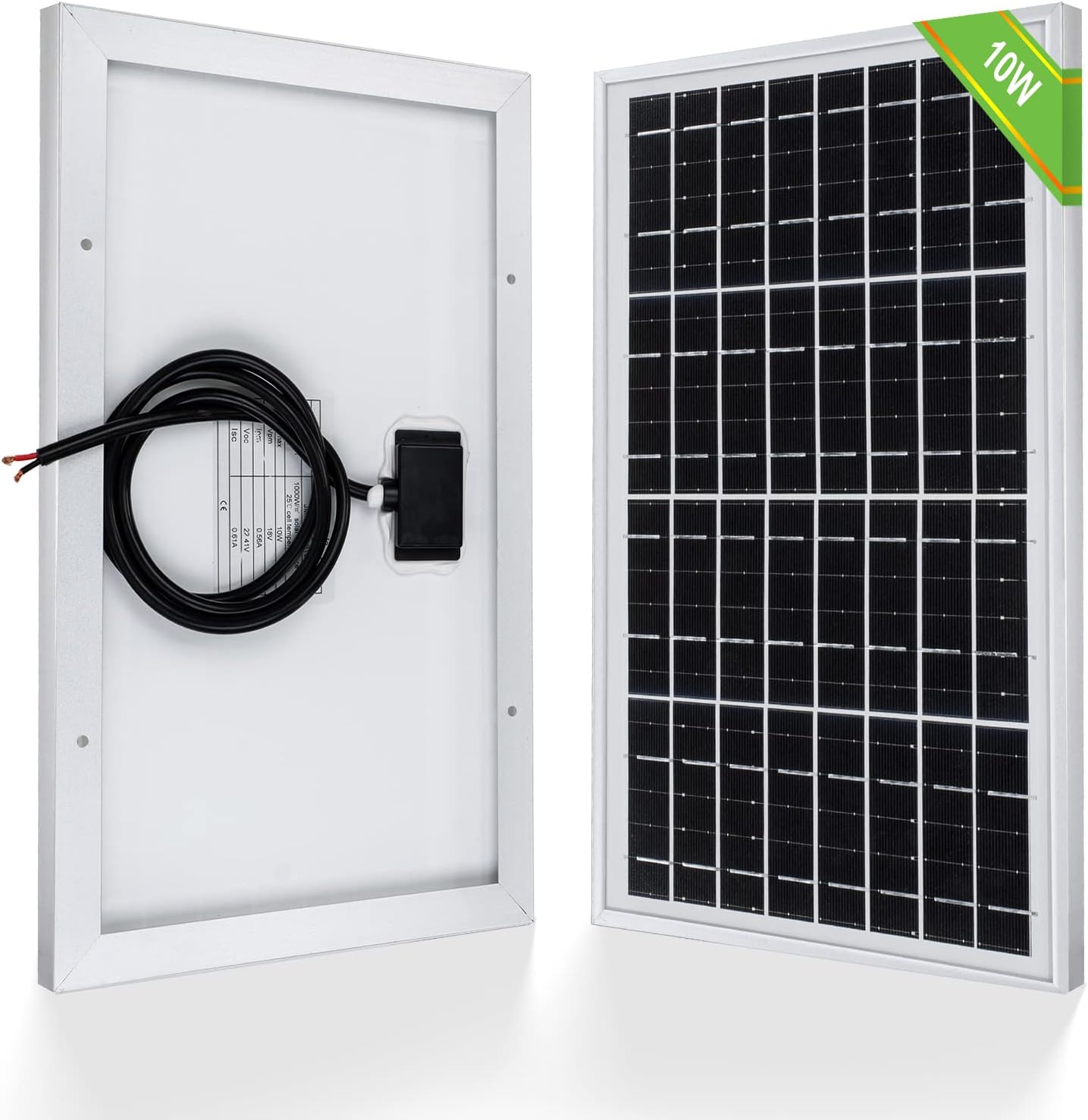 10W Solar Panel Battery Charger Portable for Charging 12V Battery or Vehicle Gate Opener,Electrical Fence Chicken Coop Lawn Tractor Boat