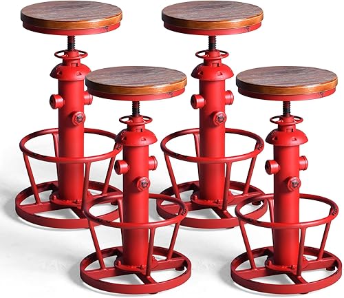 Miniatura 8 de LOKKHAN American Antique Steampunk Deco Taburete de bar industrial vintage retro elegante diseño de boca de incendios ajustable giratorio para