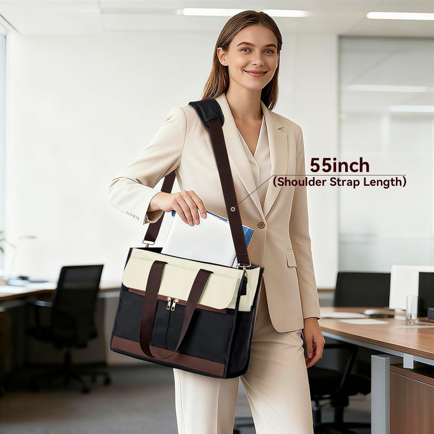 Insulated Lunch Bag for Women, 15.6" Laptop Tote with Leakproof Cooler Compartment for Nurse Teacher Work Office and Outdoor - Image 6