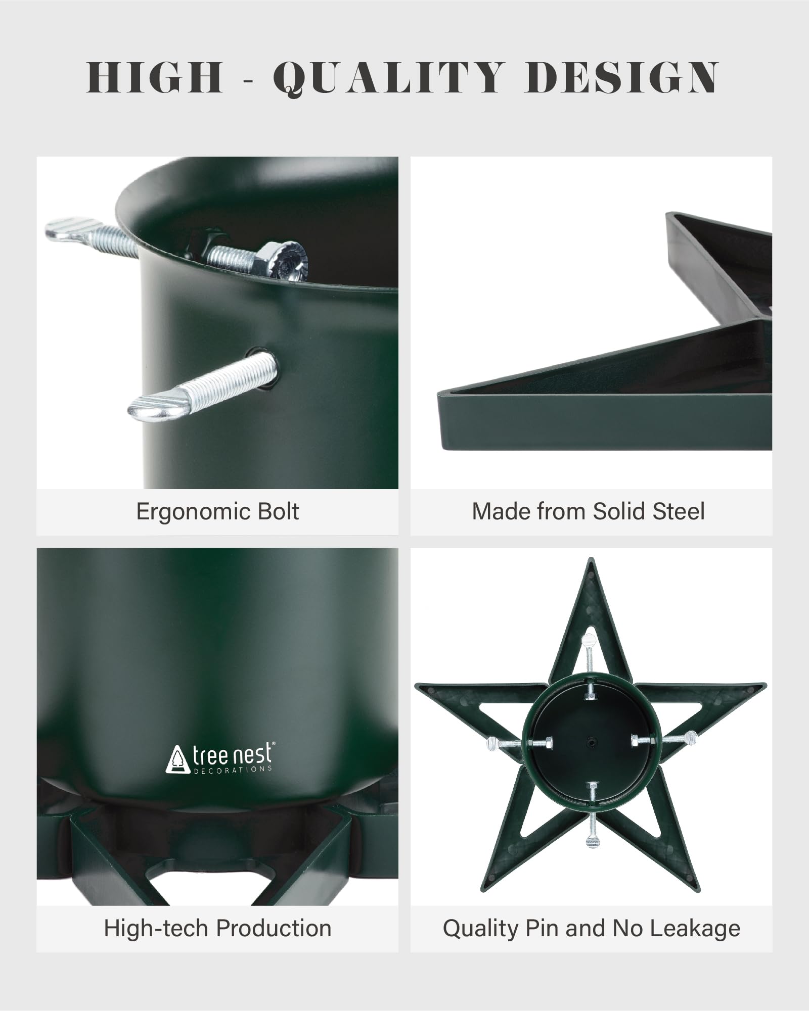 Tree Nest Christmas Tree Stand Base for Live Real Trees Small Christmas Tree Holder up to 6.5ft Trees Stable for Xmas Tree Decoration 0.53 Gal Star+ Green