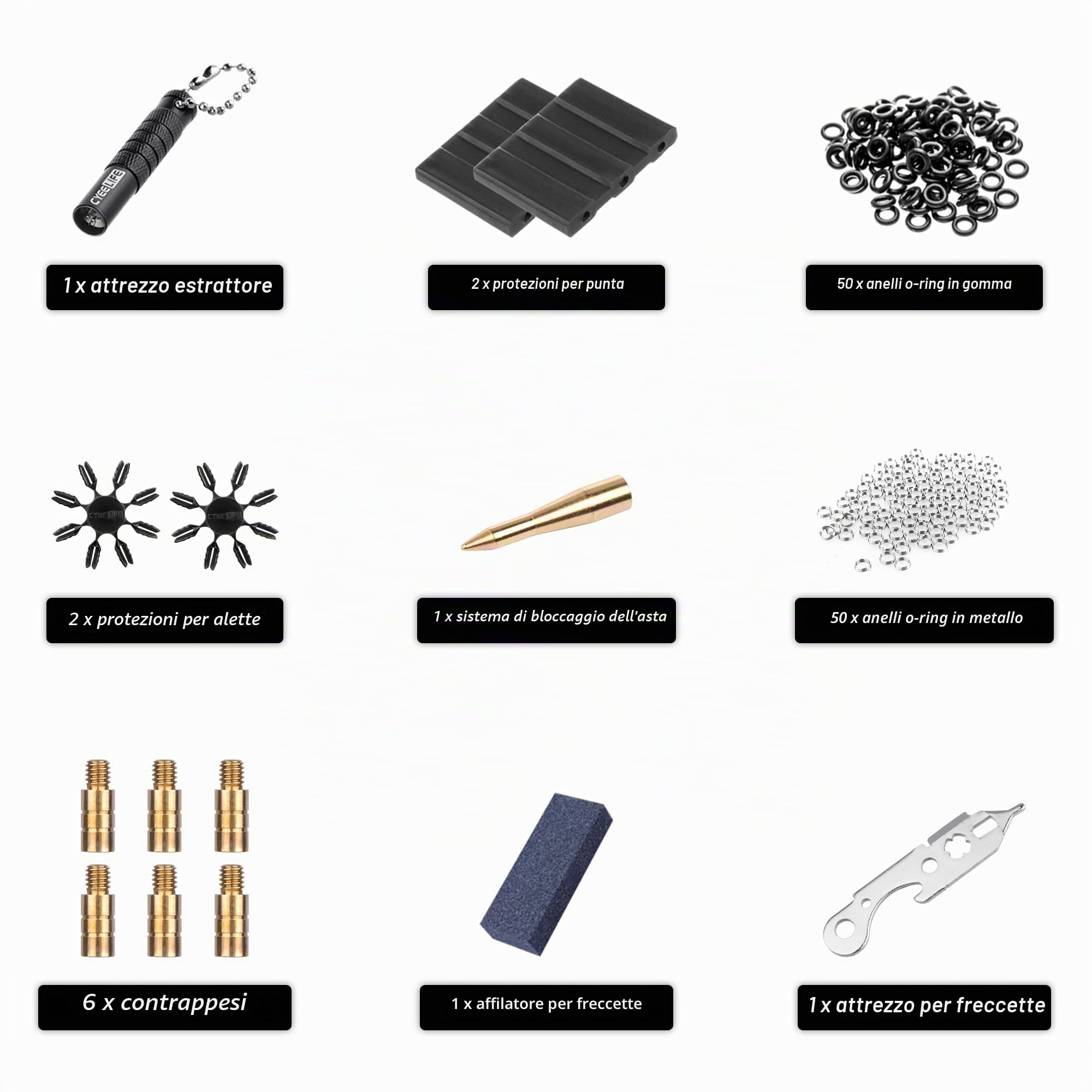 CyeeLife 180 Piece Darts Custom Fit Pack Set, Includes Flights, Shafts, Rubber O-Rings, Flight Protecter And Accessories