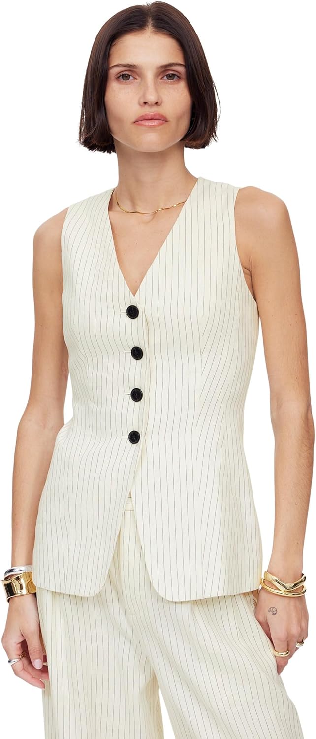 Madewell Women's Cass Vest - Pinstripe Linen