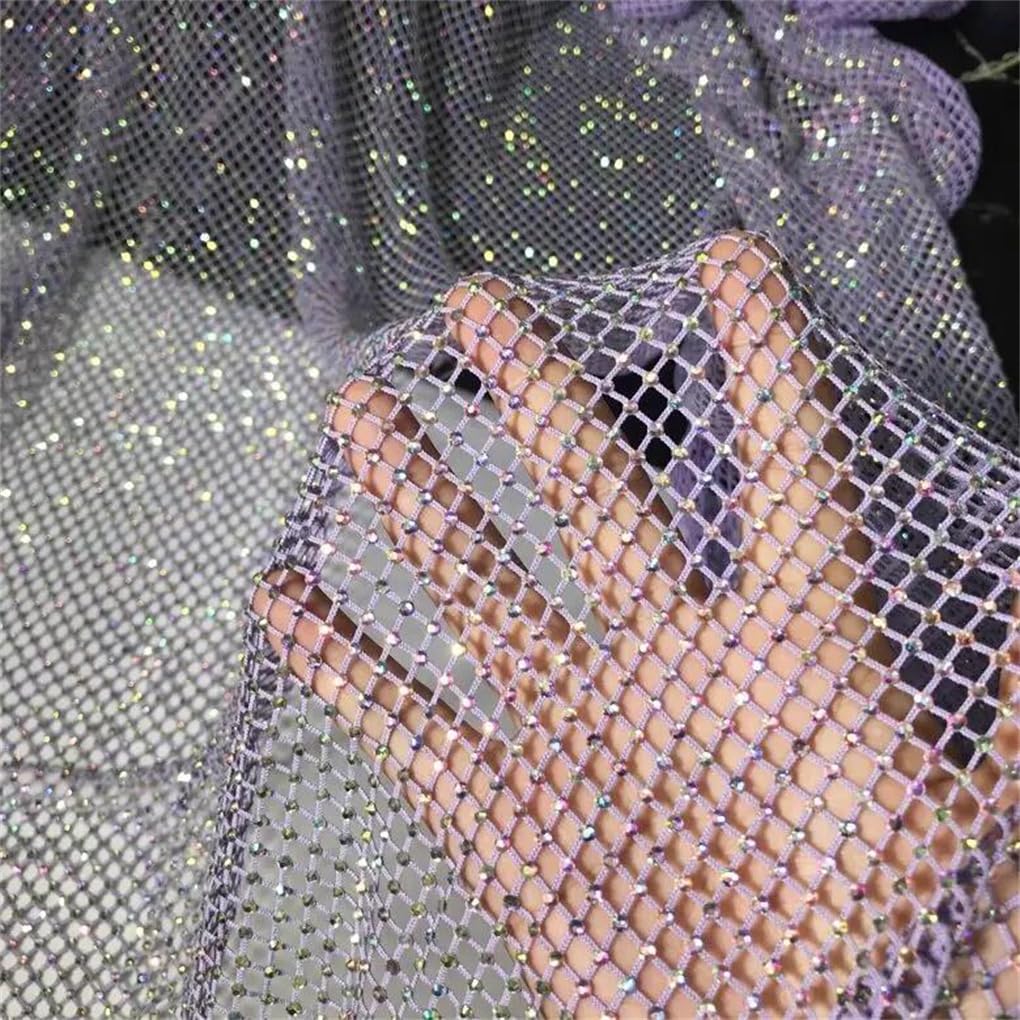 Tissu de maille strass paillettes tulle polyester