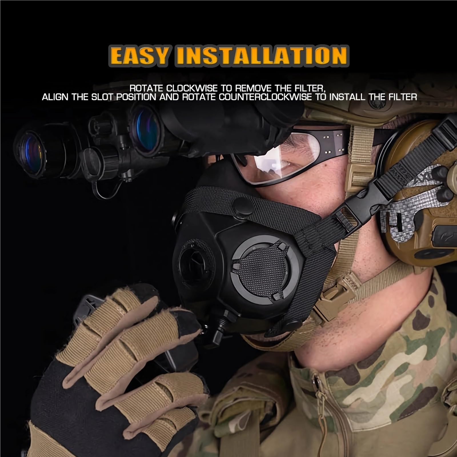 Taktische Atemschutzmaske, Halbgesichtsmaske Mit Austauschbarem Filter und Integriertem Mikrofon für Jagd, Airsoft, Paintball und CS