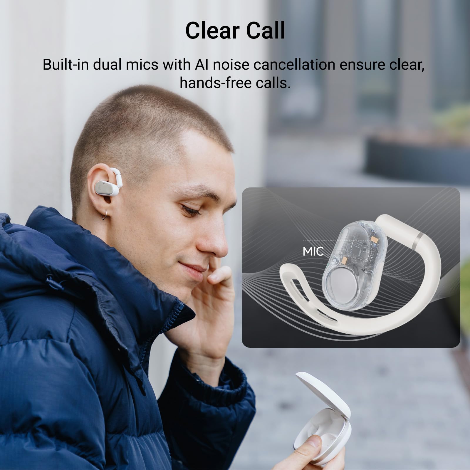 Edifier Cuffie senza fili con auricolari aperti, auricolari con audio ad alta risoluzione 40 ore di riproduzione, IP55 antipolvere e impermeabile, Bluetooth 5.4, ganci ergonomici leggeri
