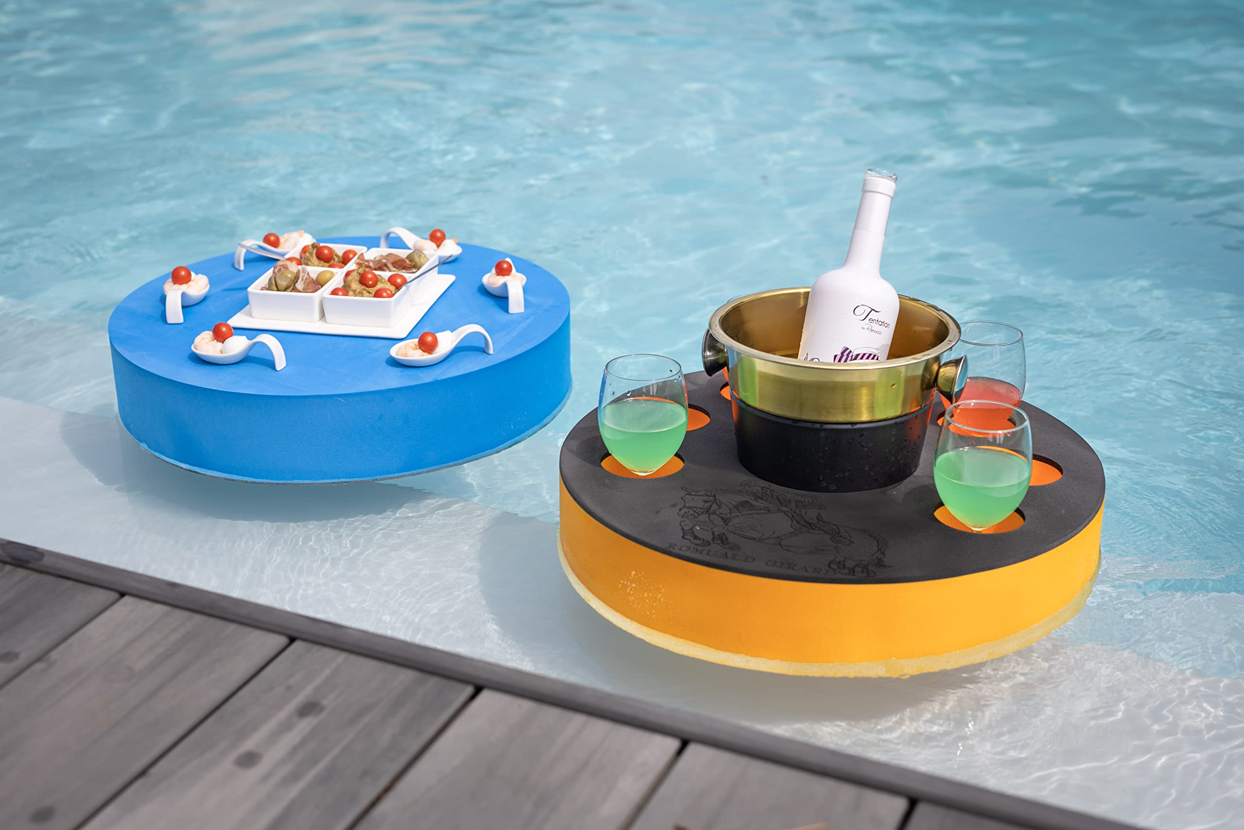 YQBFB Plateau Flottant Piscine Rectangulaire, Bar de Piscine Gonflable