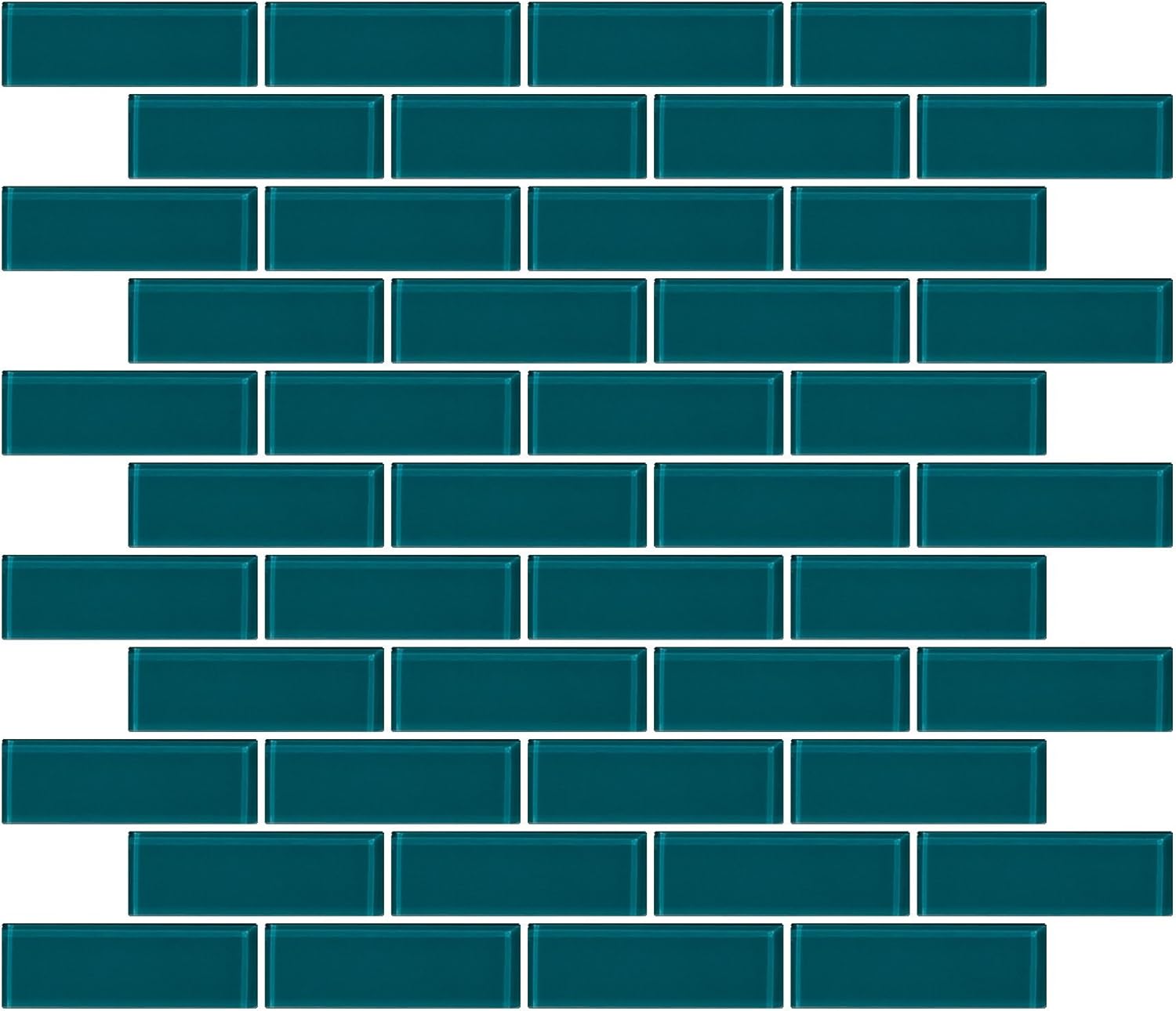 Susan Jablon Mosaics 1x3 Inch Medium Teal Green Glass Subway Tile