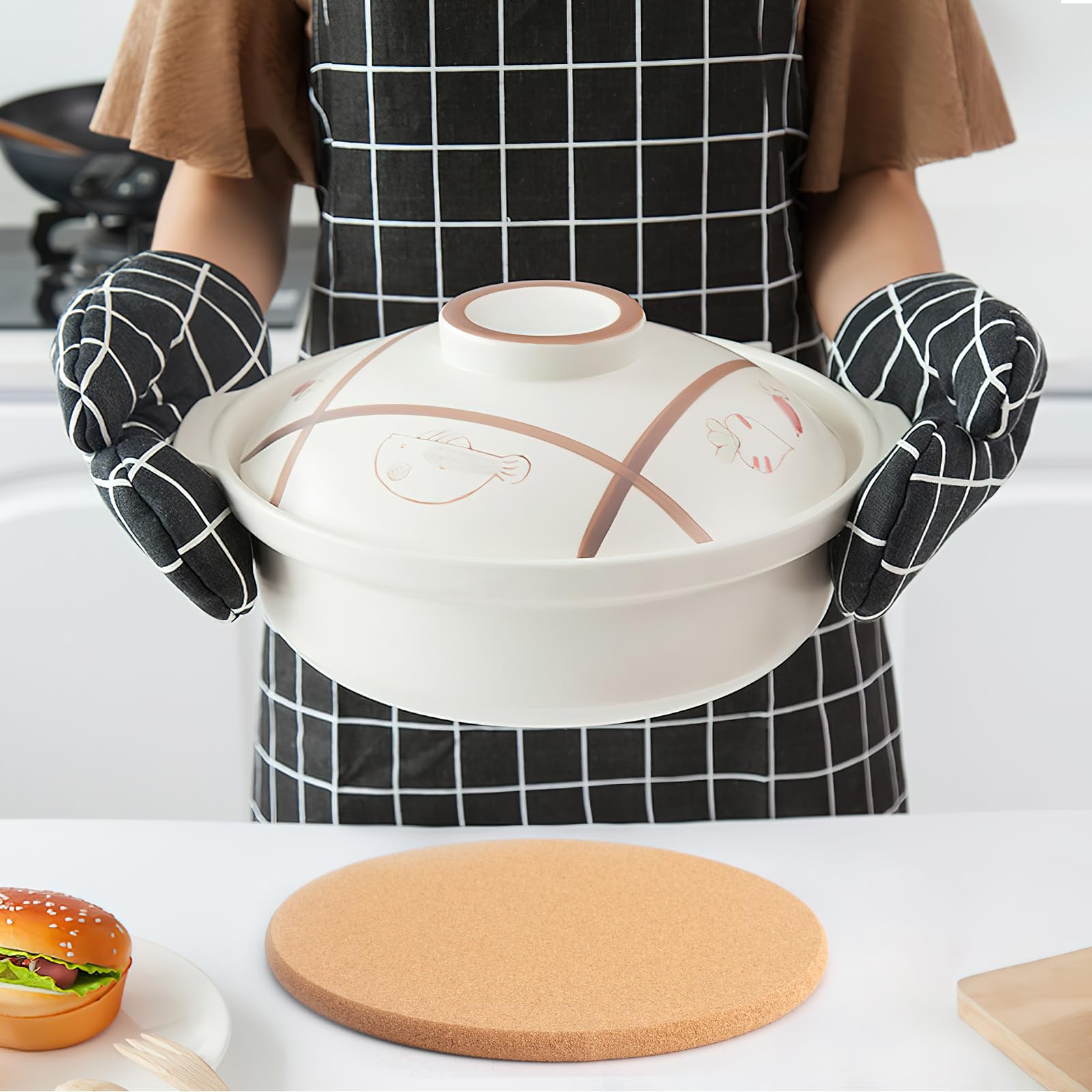 APOMOONS 4 Dessous de Plat en Liège, 19 cm Ronds en Liège Dessous de Plats pour Casseroles, Plats à Gratin et Poêles